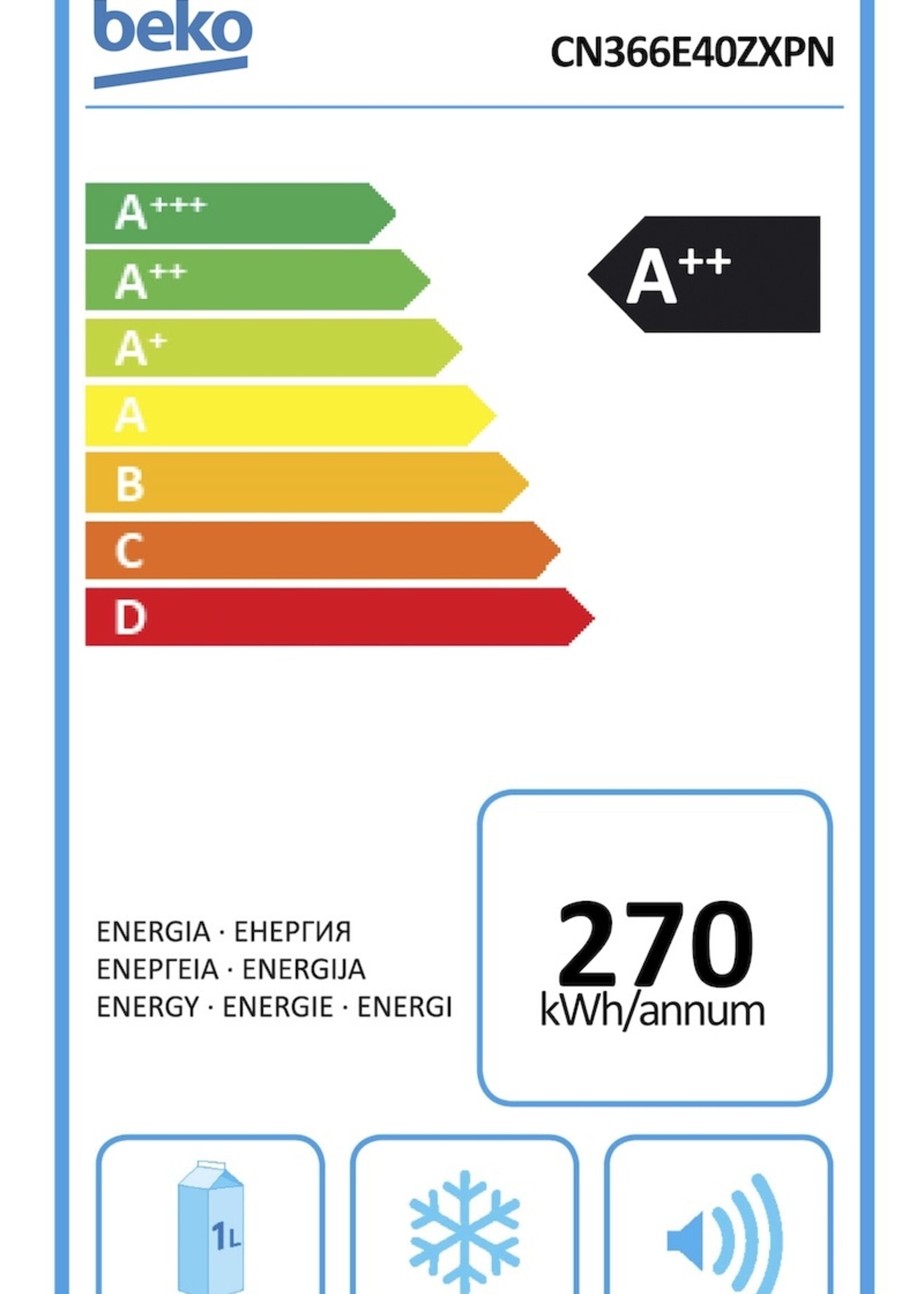 Beko CN366E40ZXPN koel-vriescombinatie