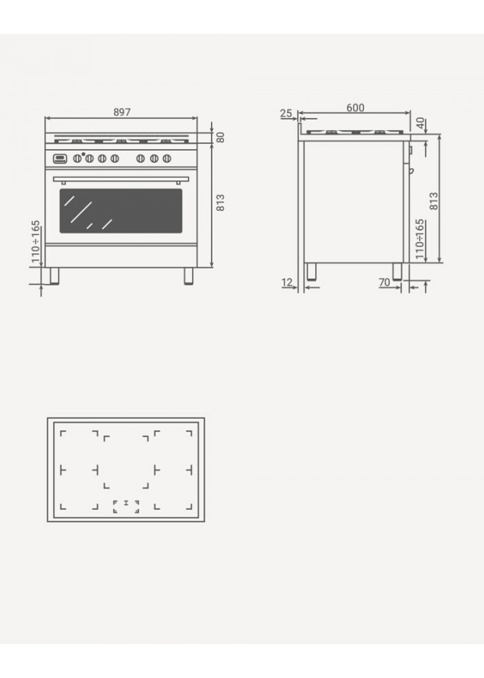 Boretti ML9015IFSIX inductiefornuis 90 cm
