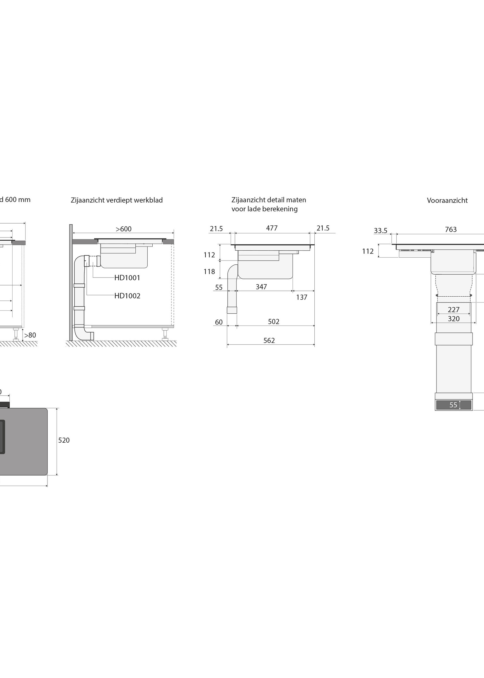 Atag HIDD8472EV inductiekookplaat met afzuiging - 83 cm