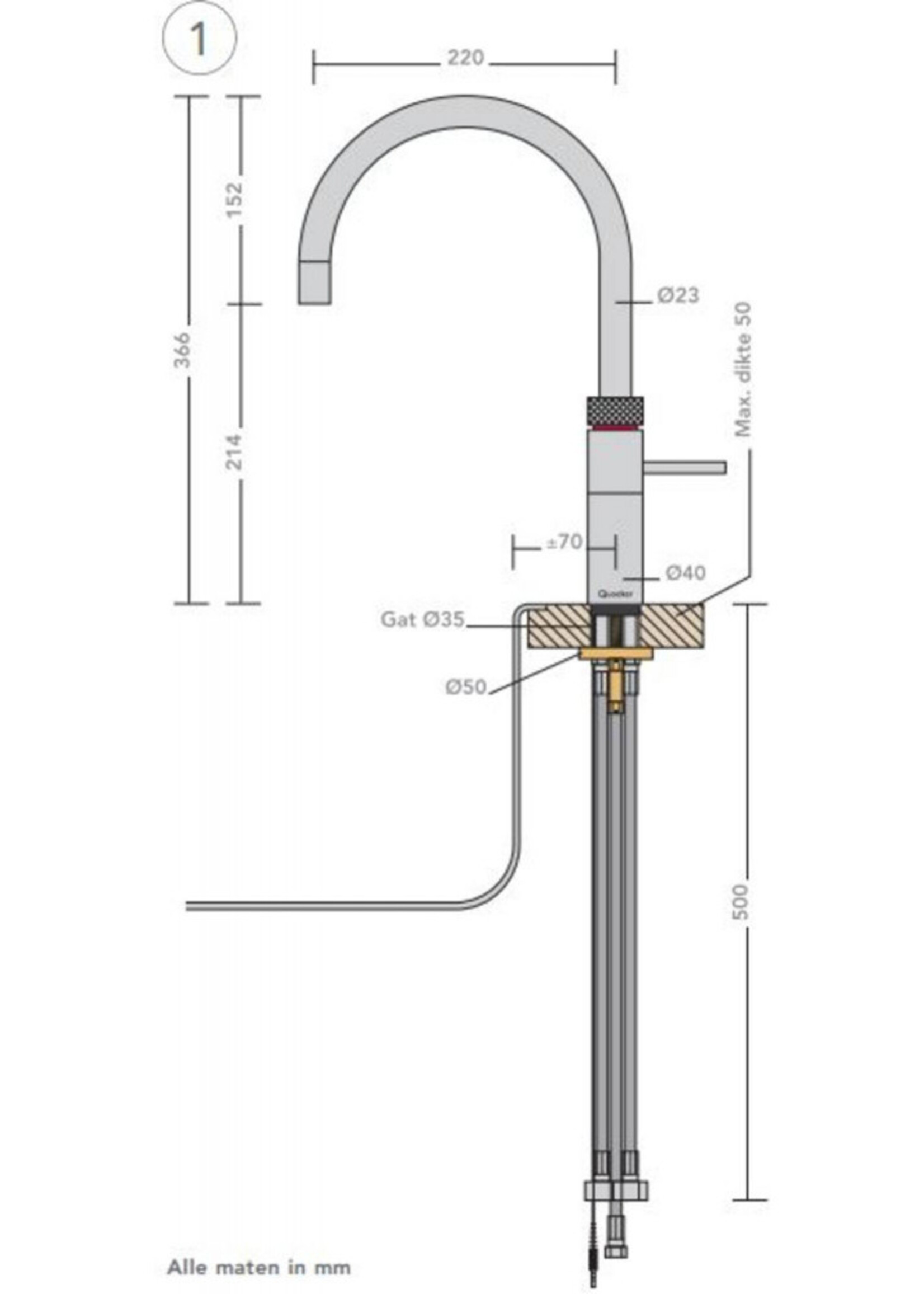 Quooker 22+FRGLD kokend waterkraan