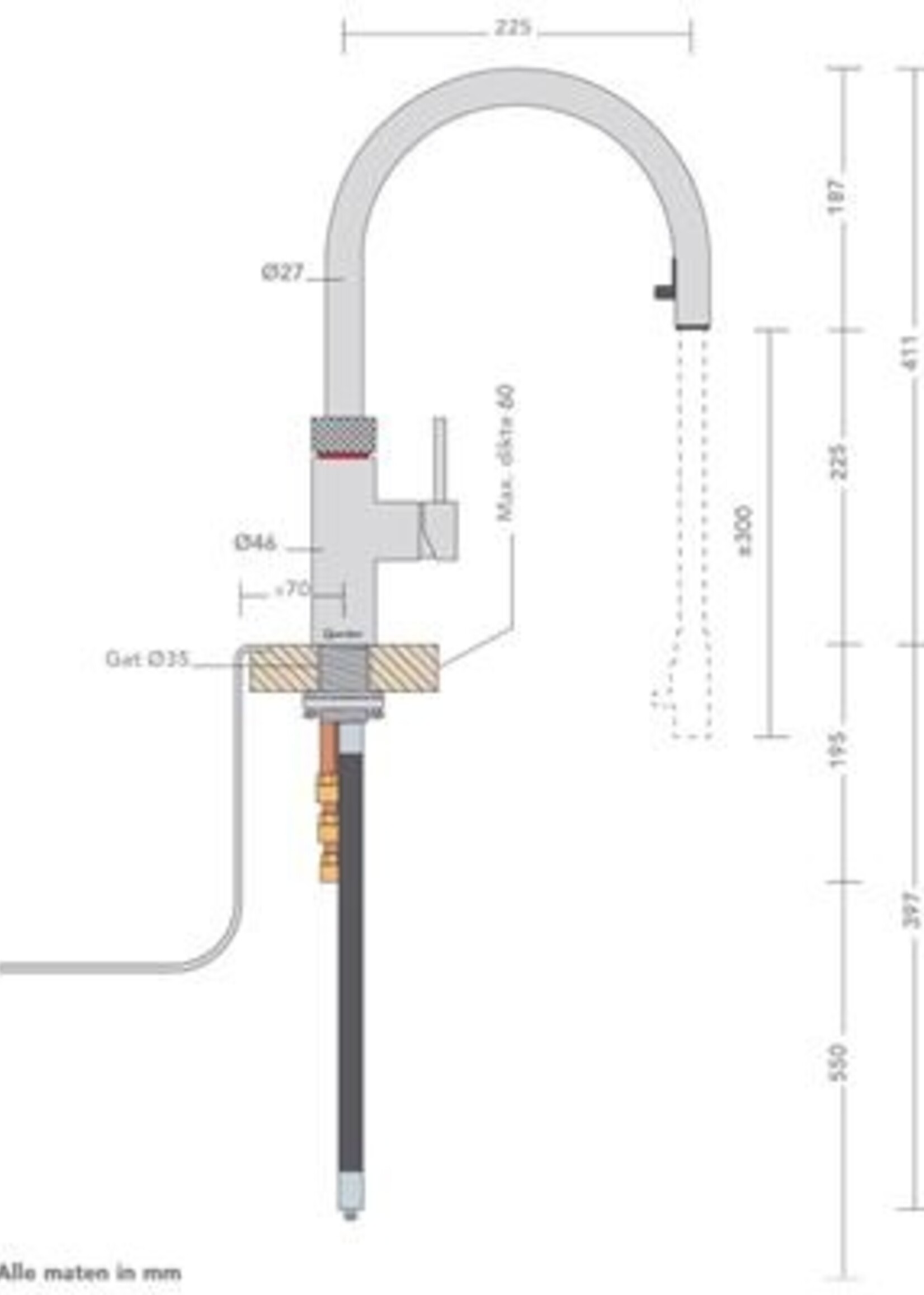 Quooker 22+XCHR CUBE kokend waterkraan