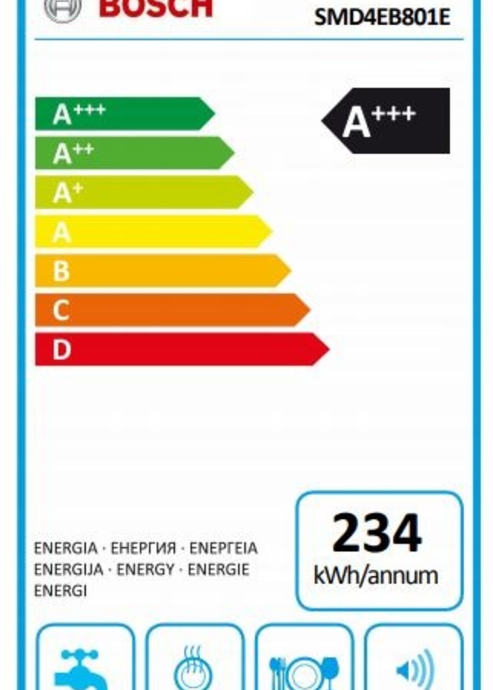 Bosch SMD4EB801E accent line Serie 4 geïntegreerde vaatwasser