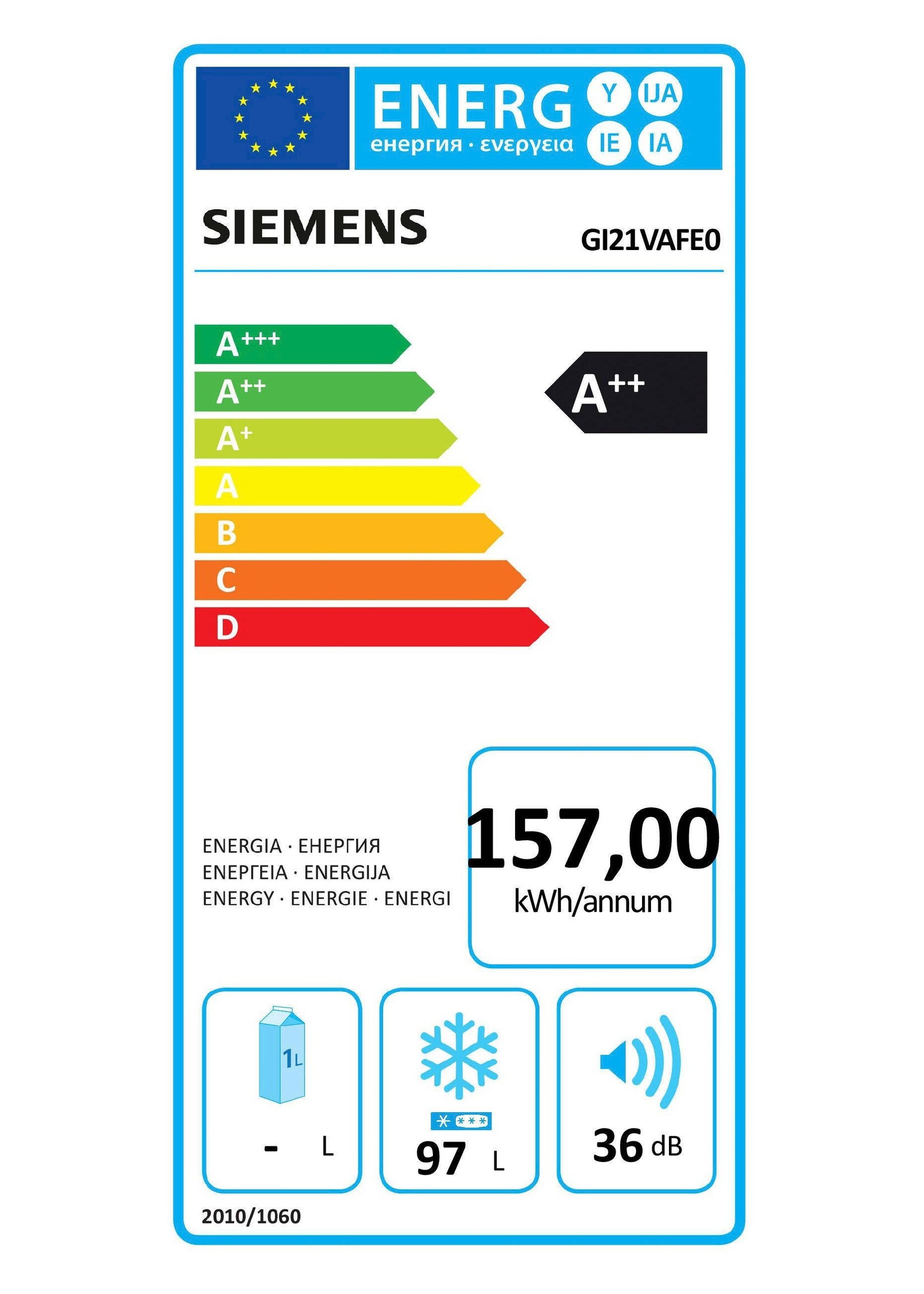 Siemens GI21VAFE0 inbouw vriezer