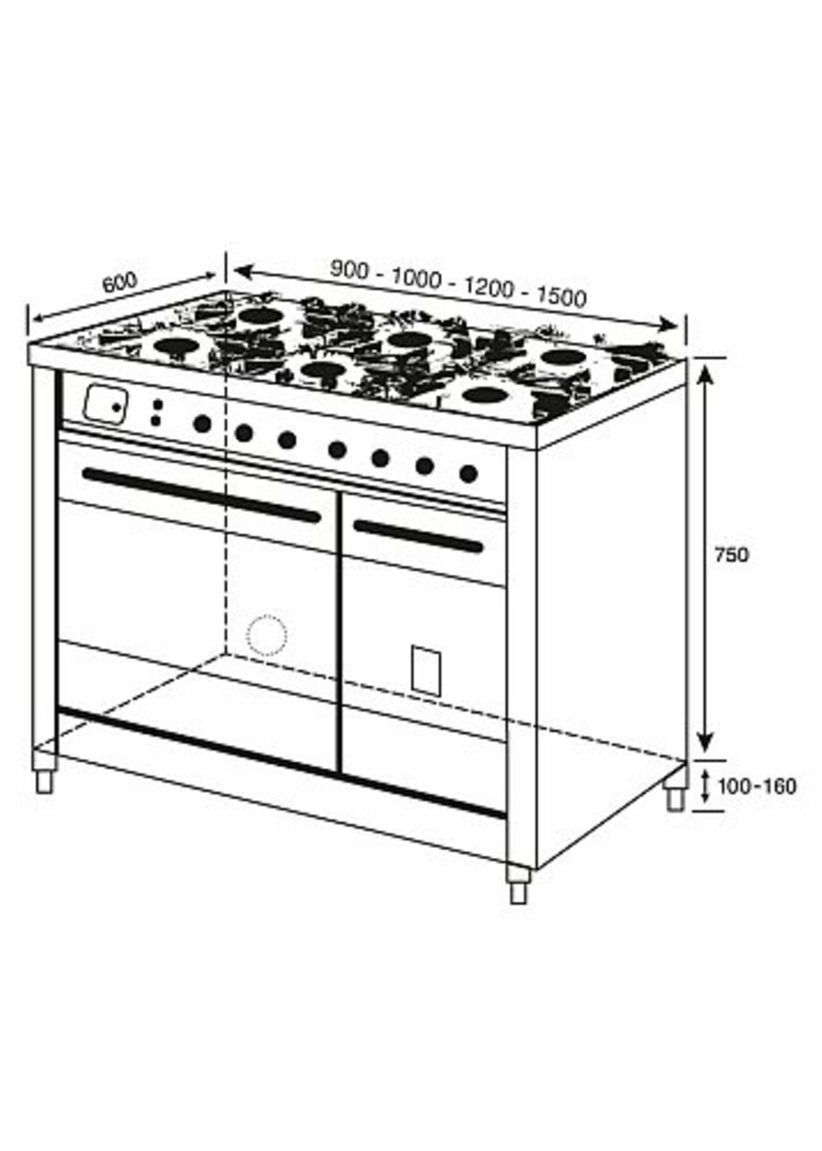 Boretti VPNO104GR gasfornuis 100 cm