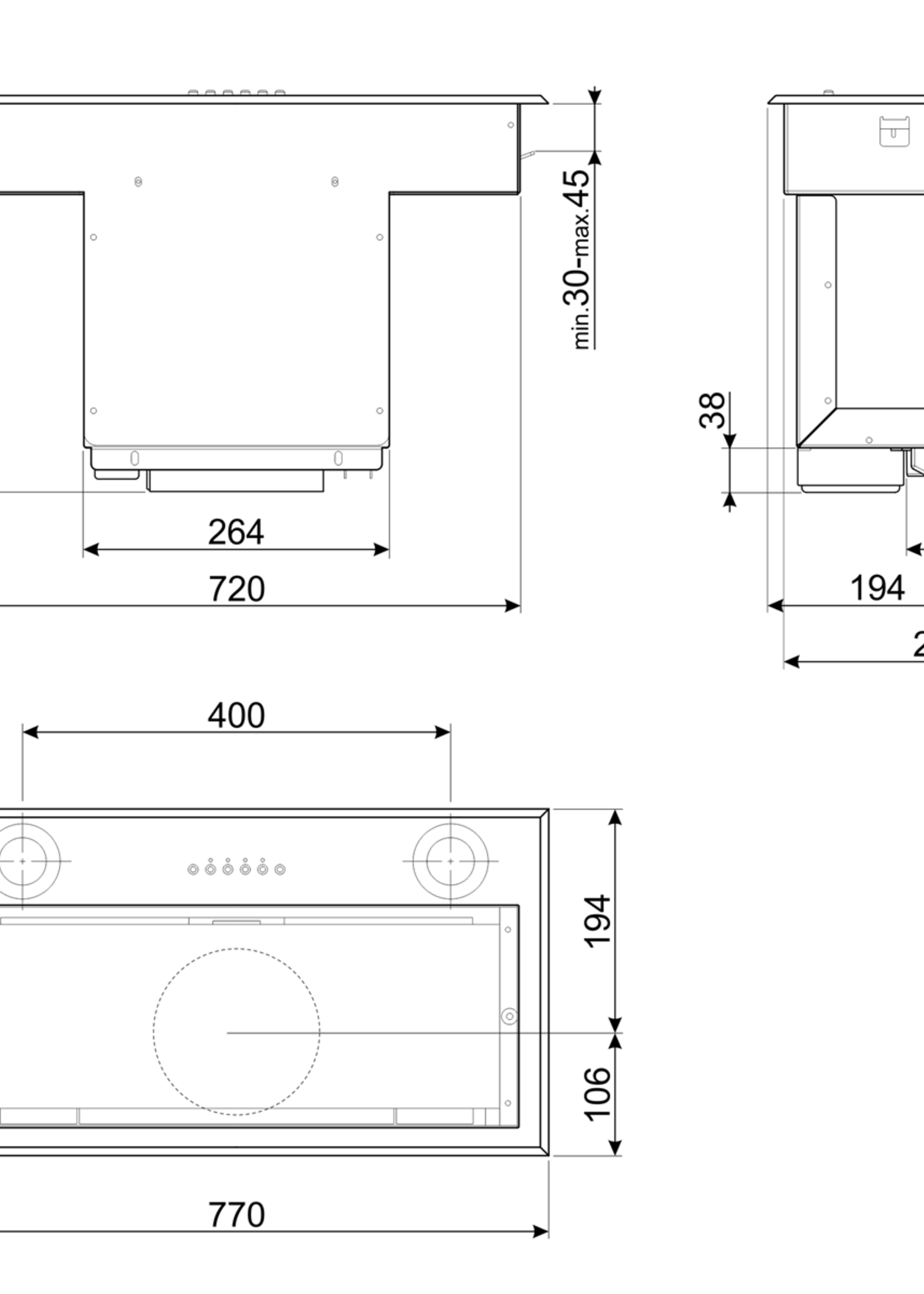 Smeg KSEG78PXE inbouwunit afzuigkap