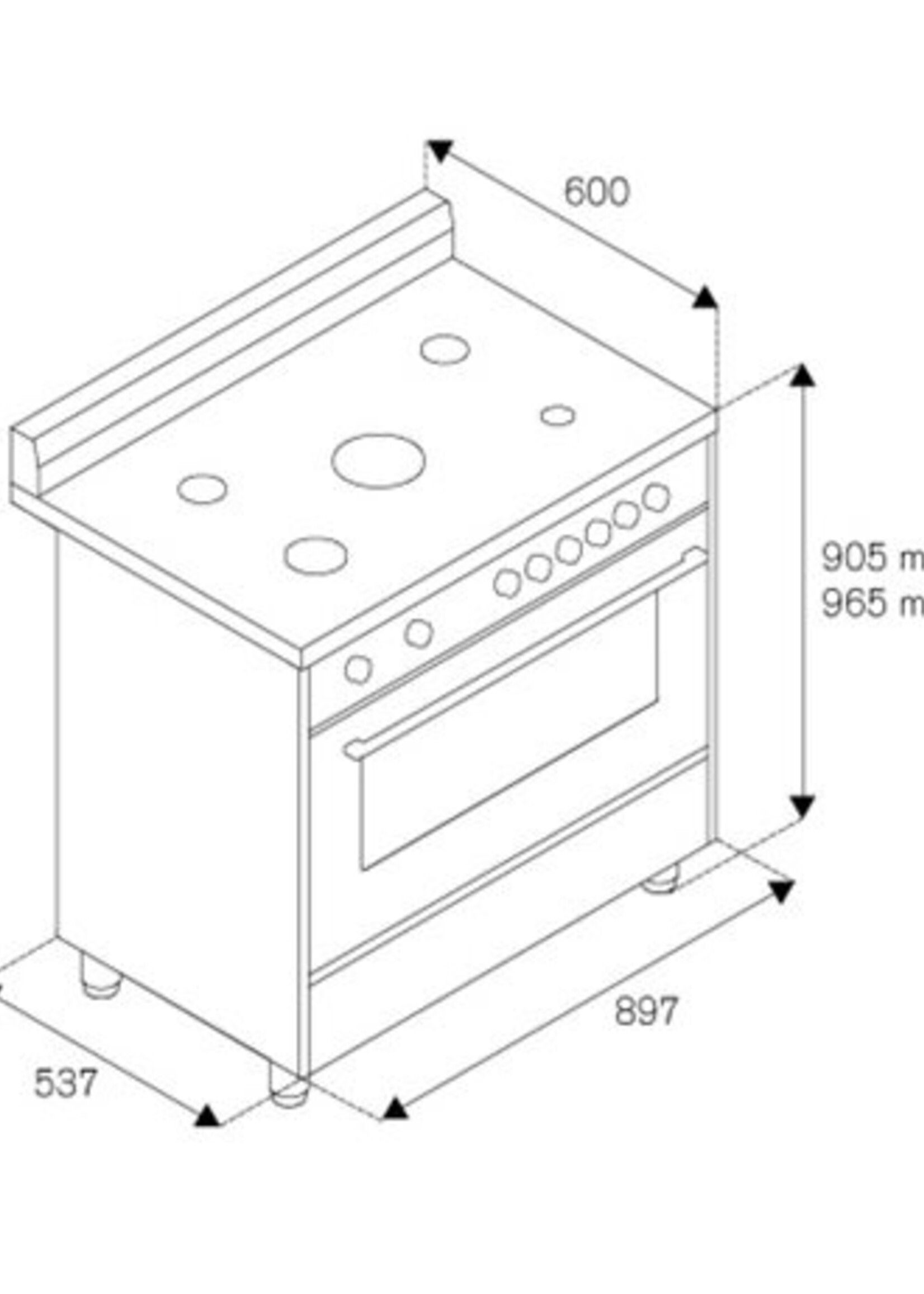Bertazzoni AMS96D61BX-19 gasfornuis 90 cm