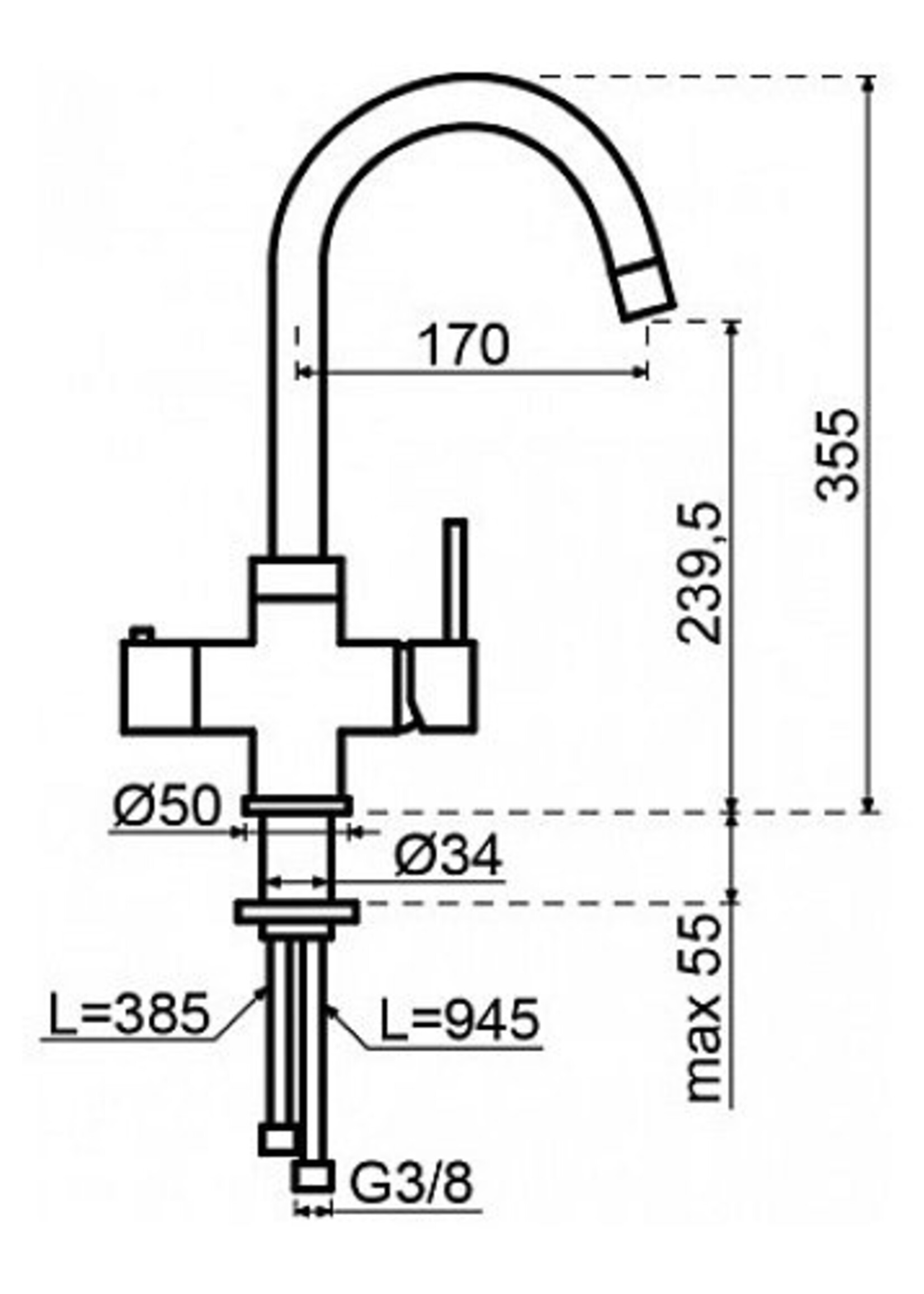 Selsiuz 350256 kokend waterkraan