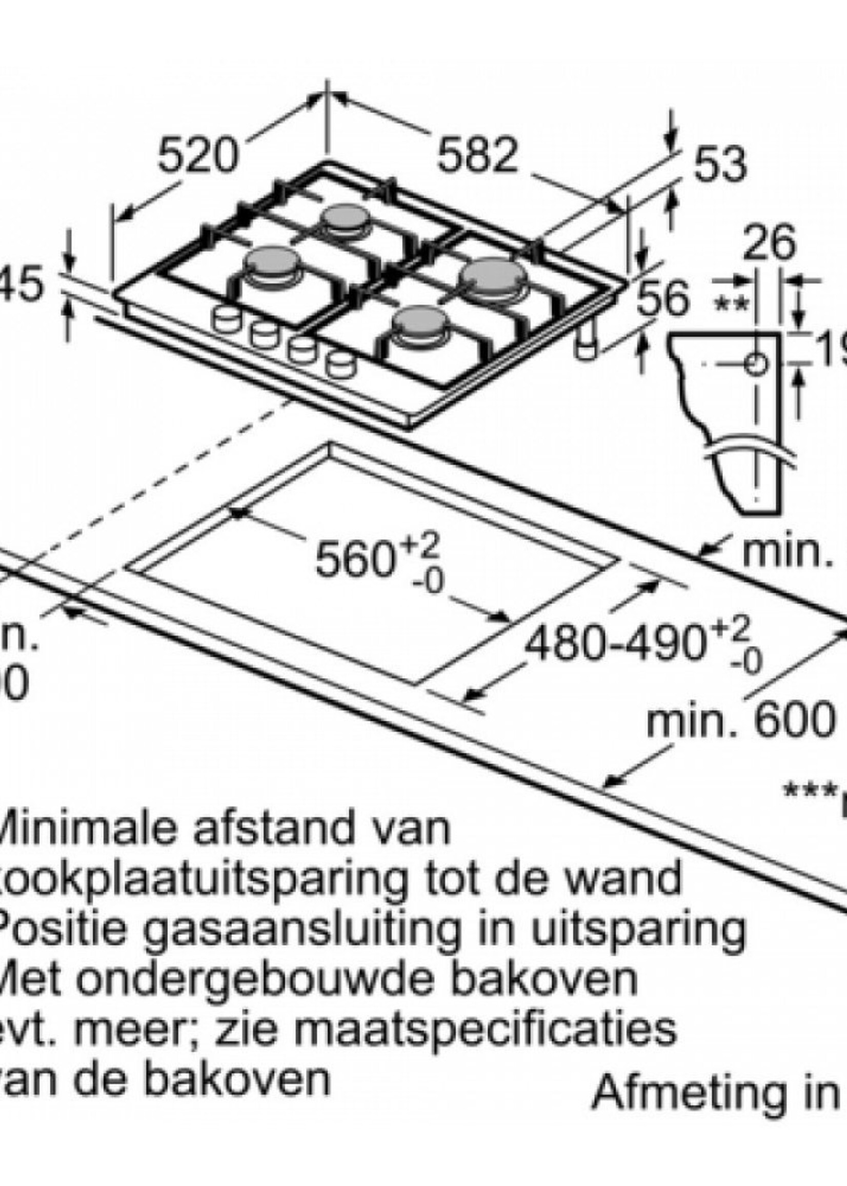 Bosch PCP6A5C90N gaskookplaat 60 cm