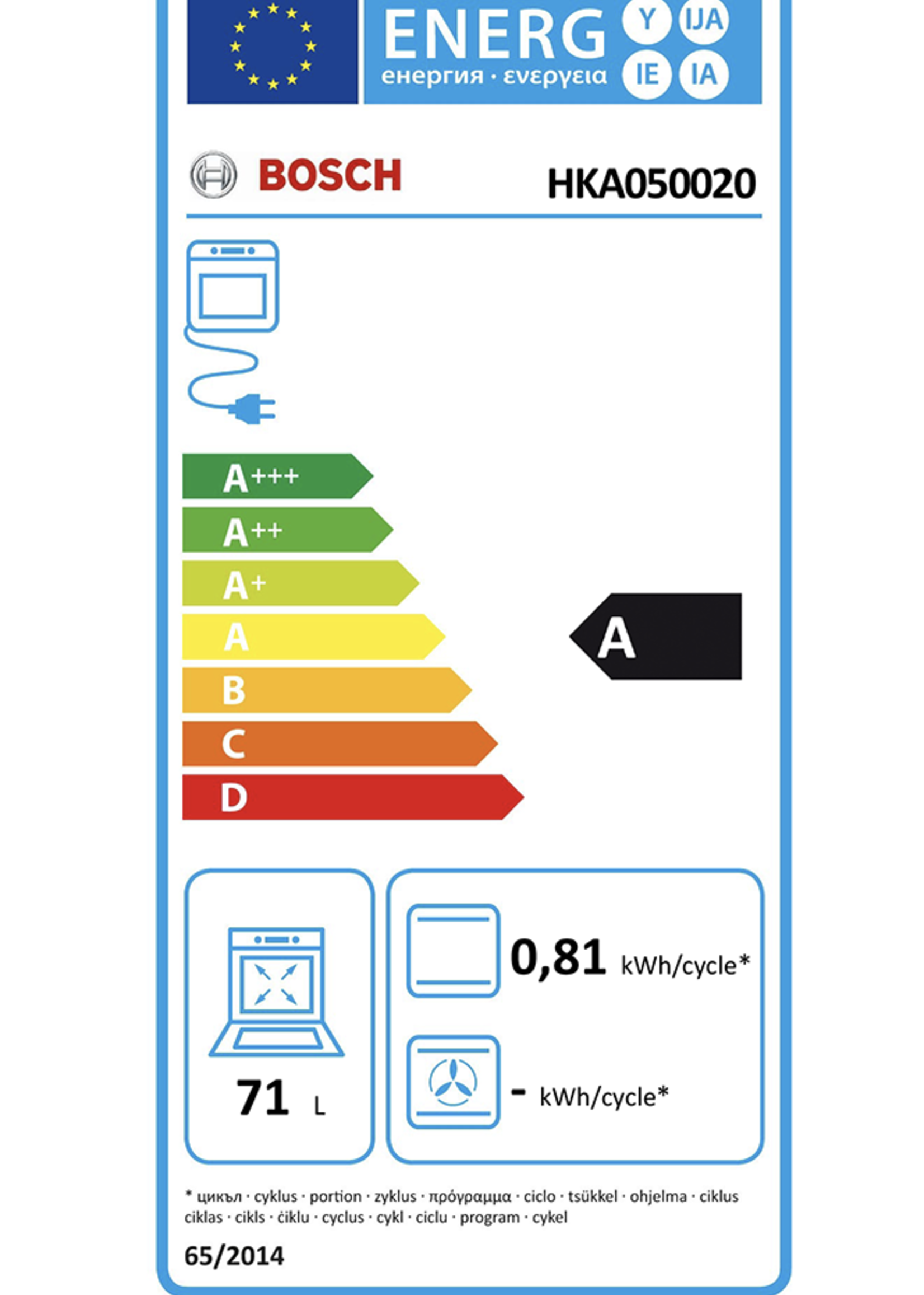 Bosch HKA050020 vrijstaand fornuis