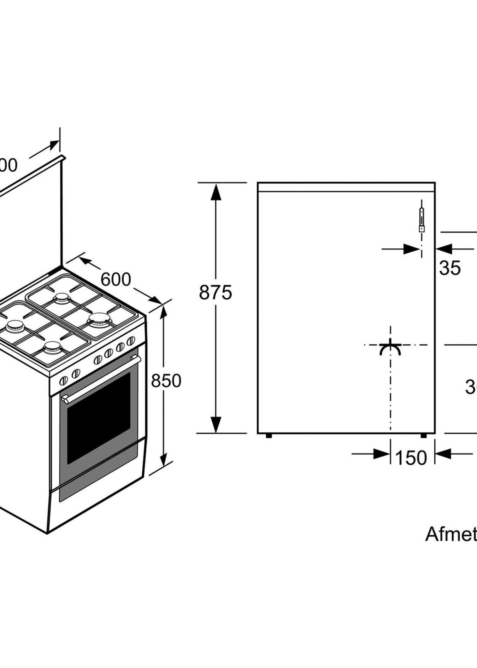 Bosch HXS59II51N vrijstaand gasfornuis