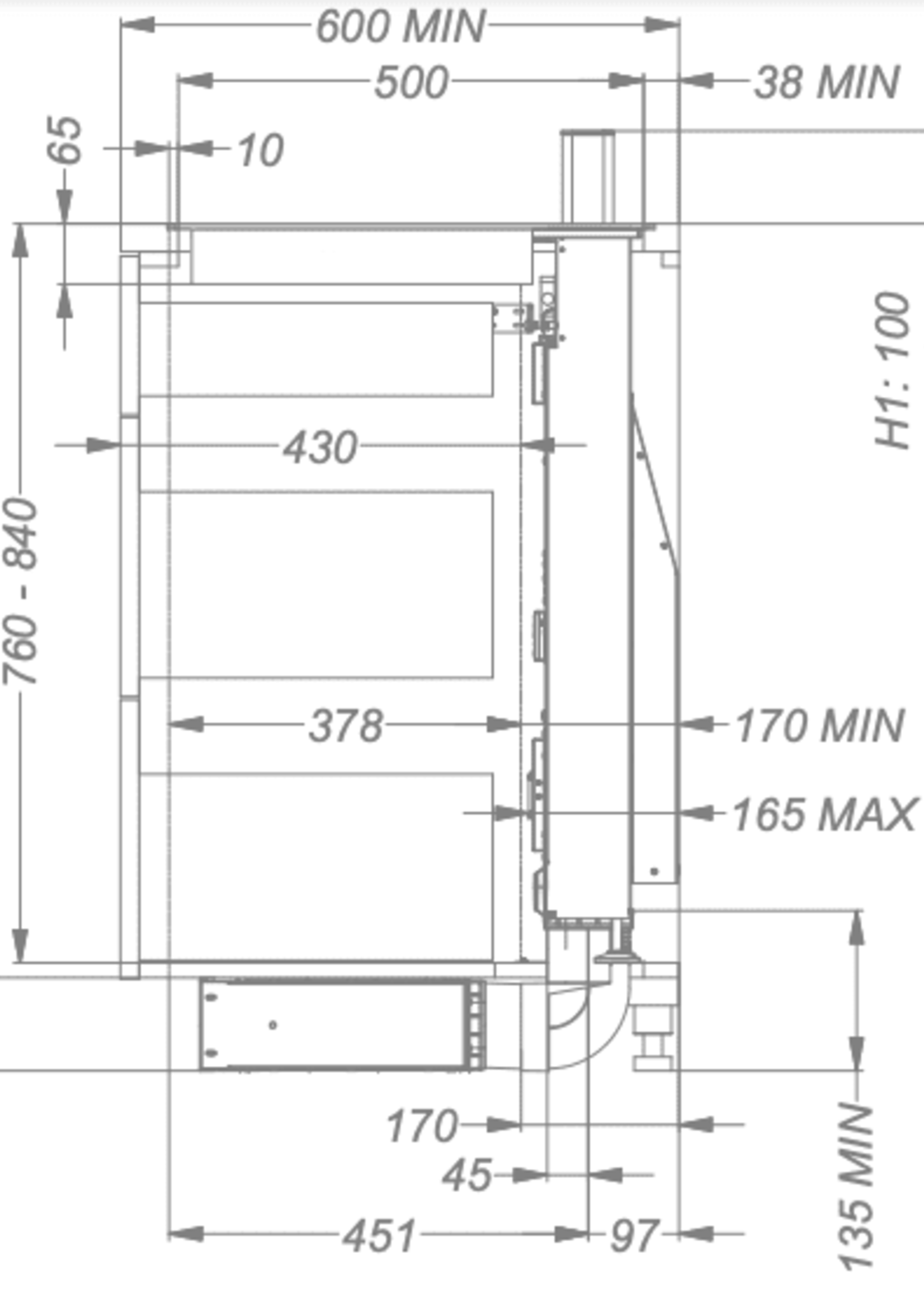 Novy 1831 Panorama Power - Werkblad afzuiging - Zwart