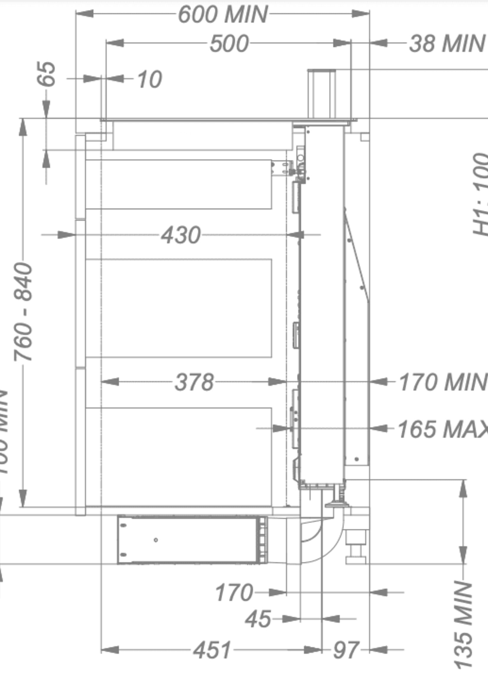 Novy 1841 Panorama Power - 88 x 52 cm - Werkbladafzuiging - Zwart