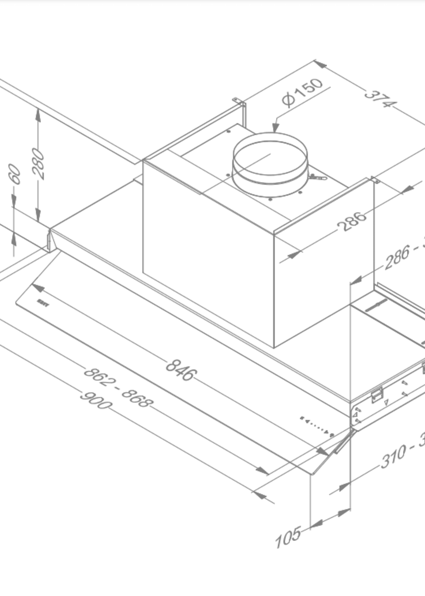 Novy 8740 Vlakscherm Afzuigkap - 90cm - Antraciet