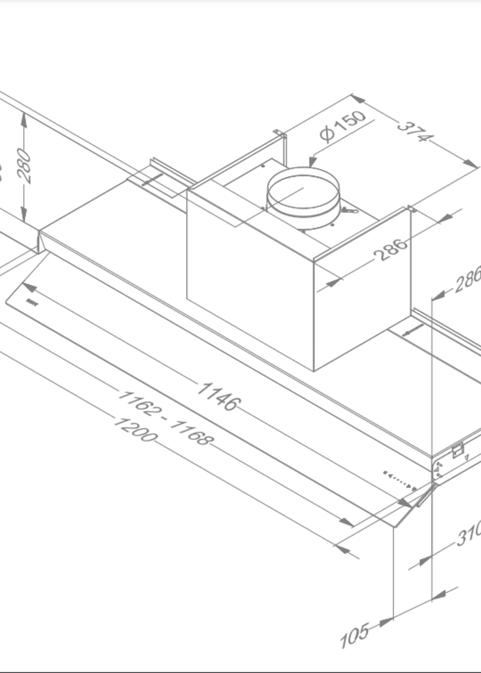 Novy 8770 Vlakschermkap - 120 cm - Antraciet