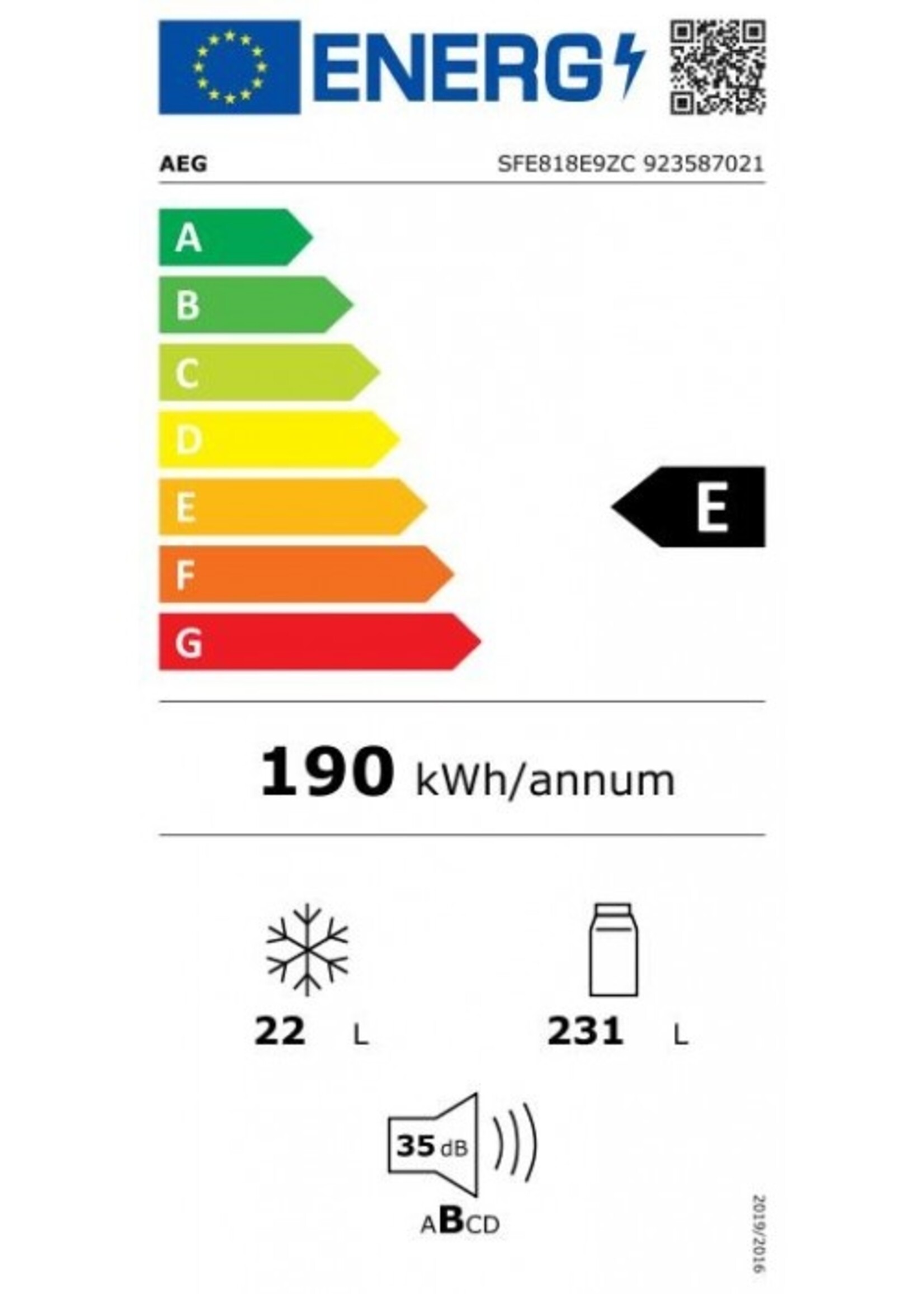 AEG SFE818E9ZC inbouw koelkast