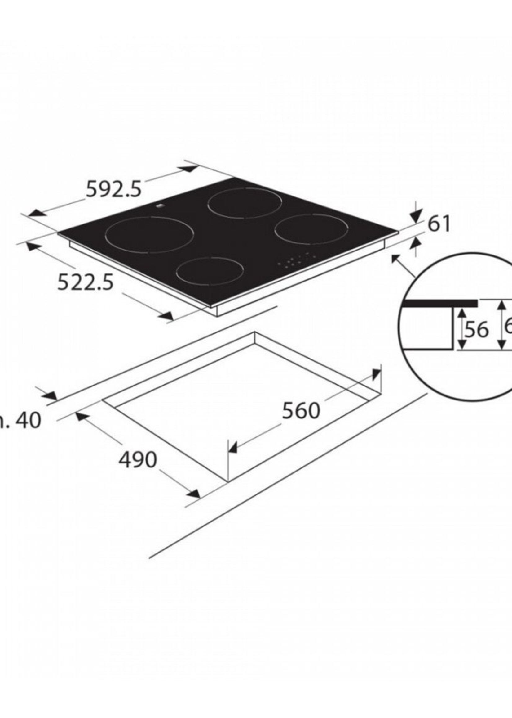 Etna KI2160RVS inductiekookplaat - 59 cm