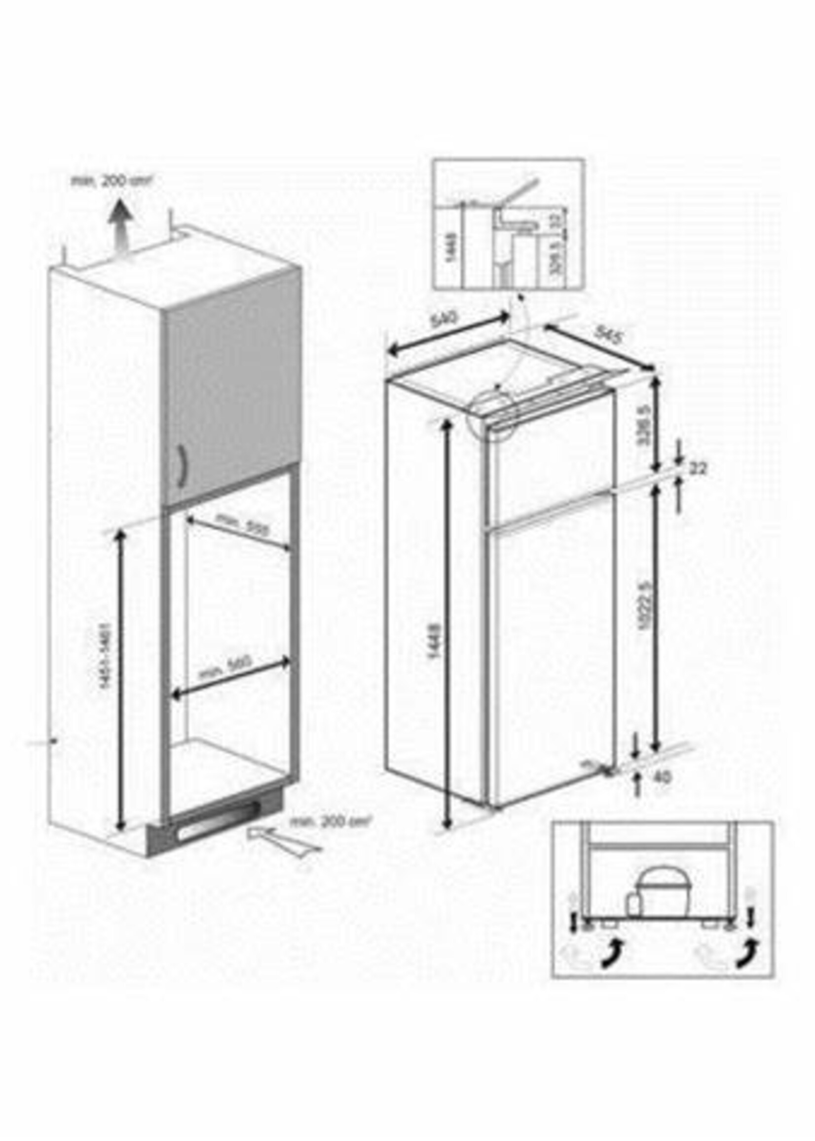 Beko BDSA250K3SN inbouw koelkast