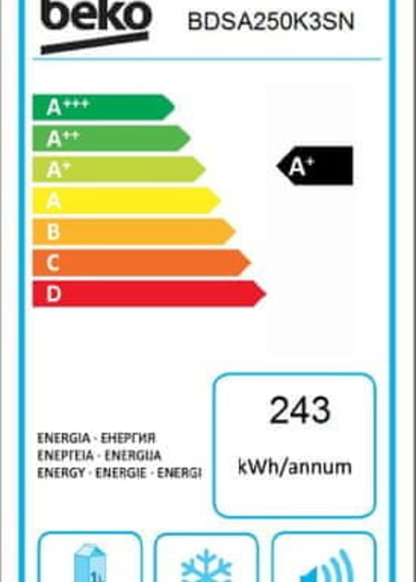 Beko BDSA250K3SN inbouw koelkast