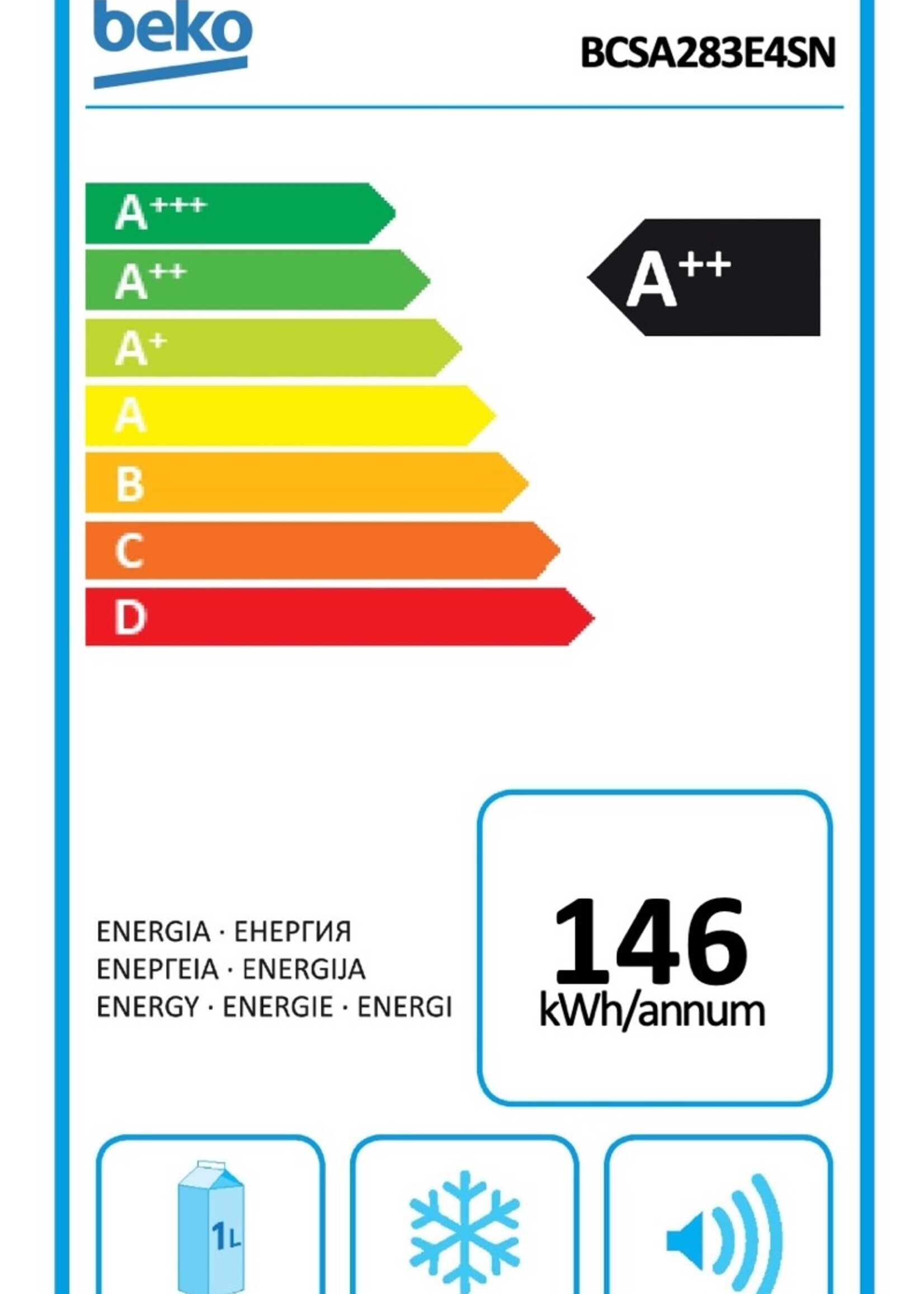 Beko BCSA283E4SN inbouw koelkast