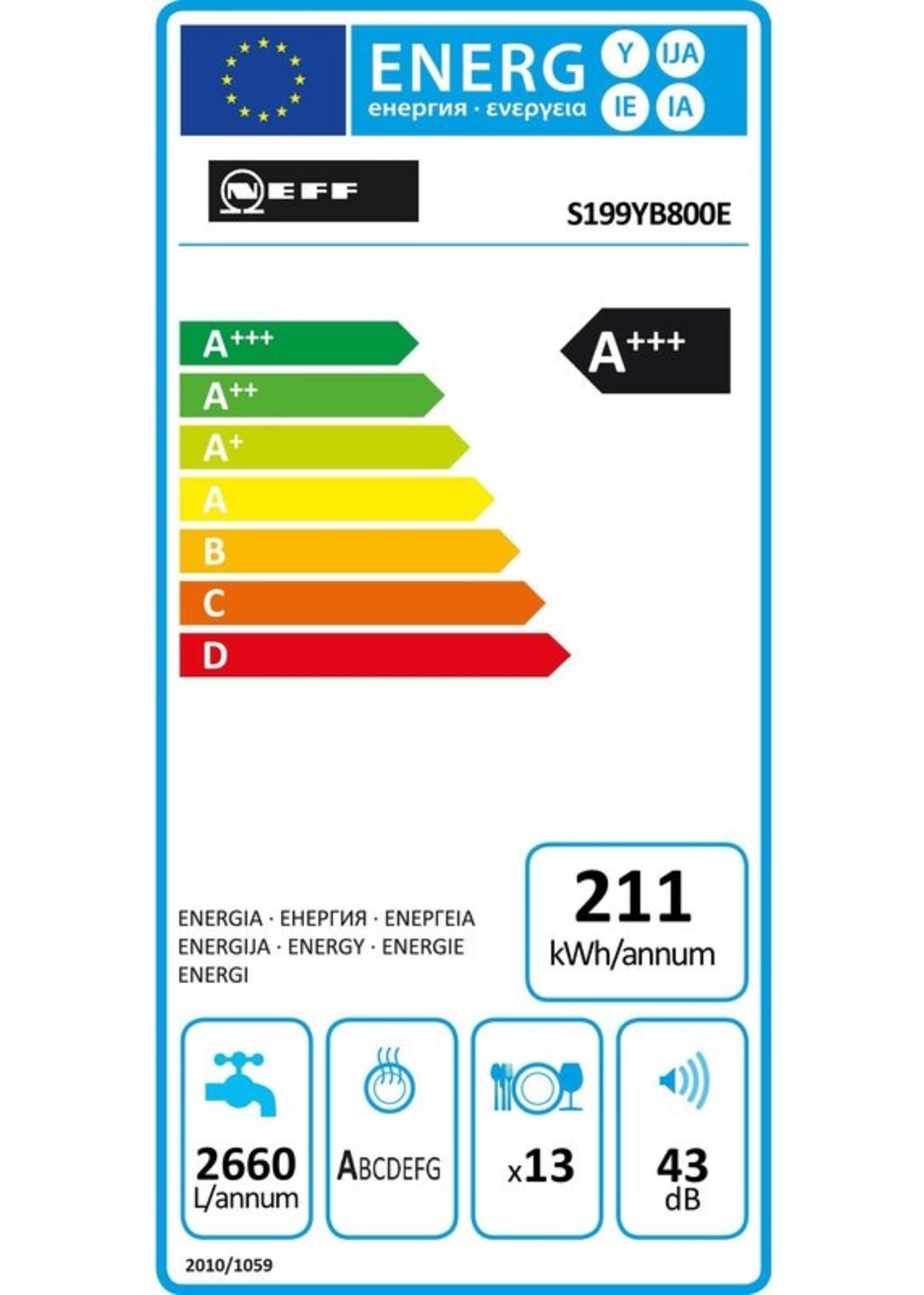 Neff S199YB800E Volledig geïntegreerde vaatwasser