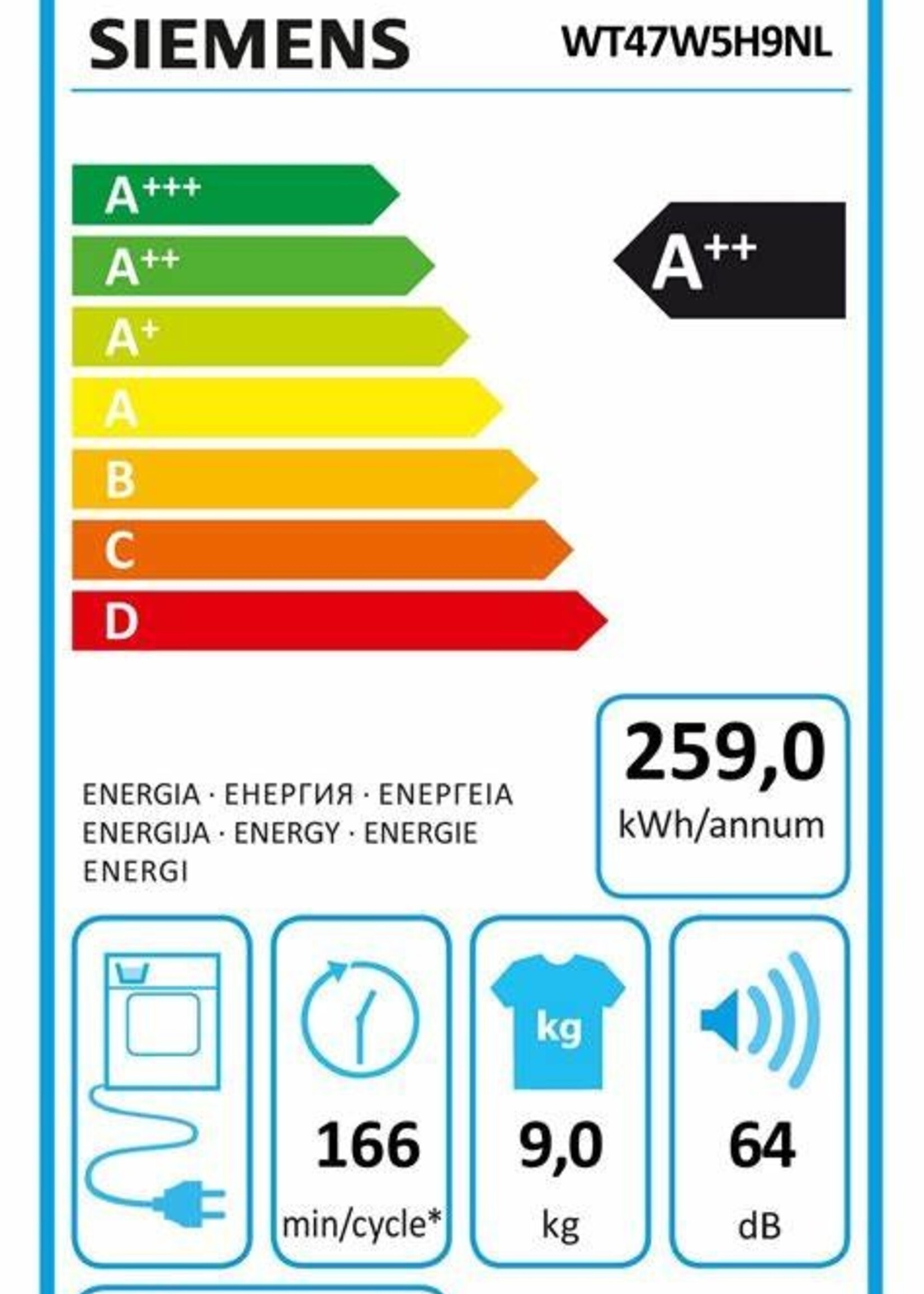 Siemens WT47W5H9NL warmtepompdroger