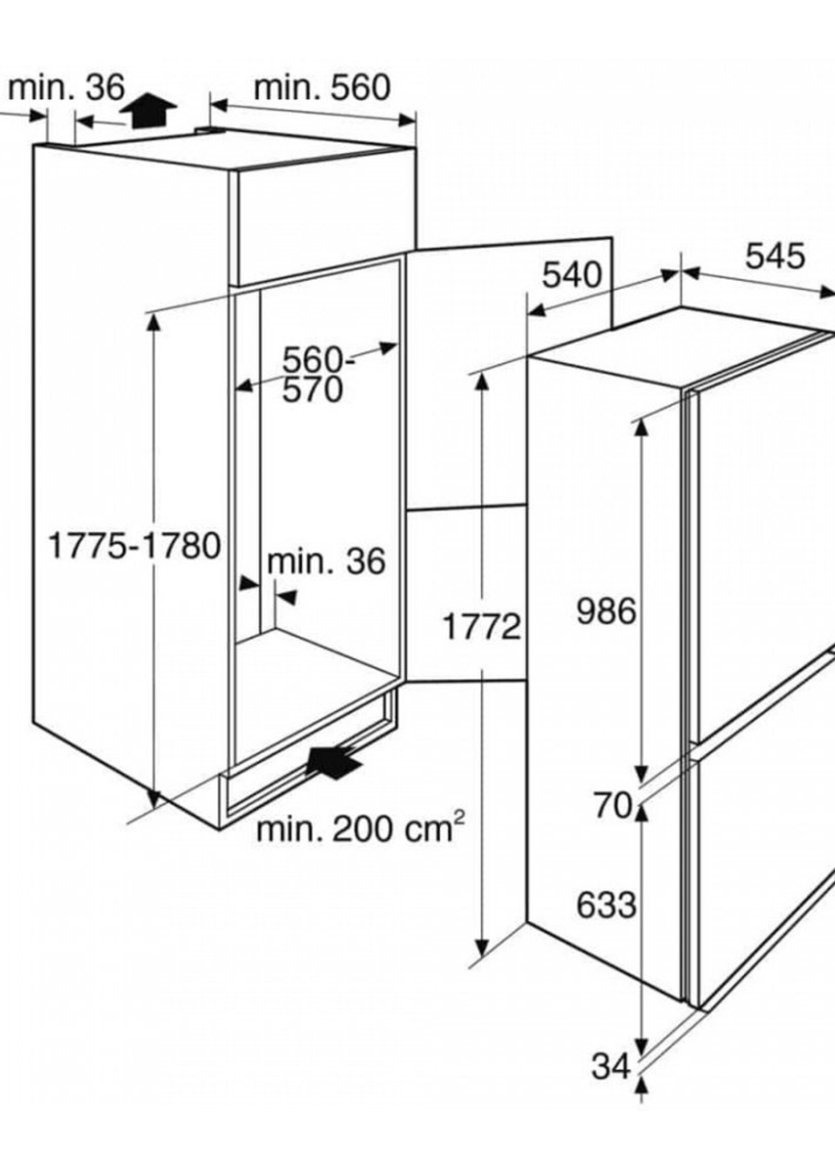 Pelgrim PCS24178L koel/vriescombinatie