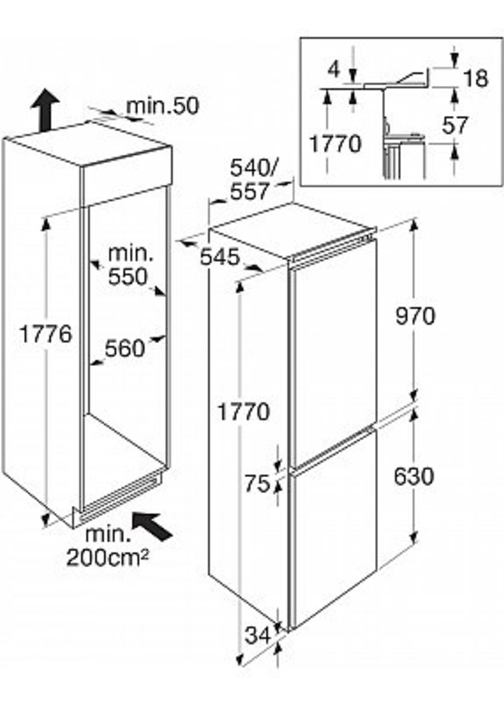 Atag KS33088A inbouw koelkast