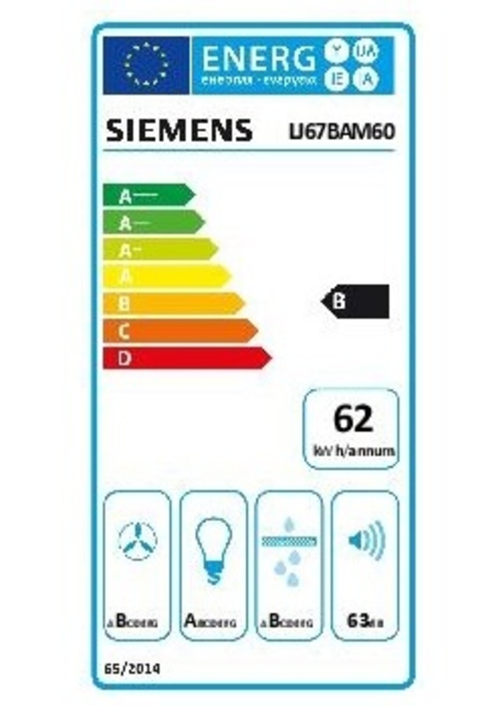 Siemens LJ67BAM60 Inbouw afzuigkap 60 cm