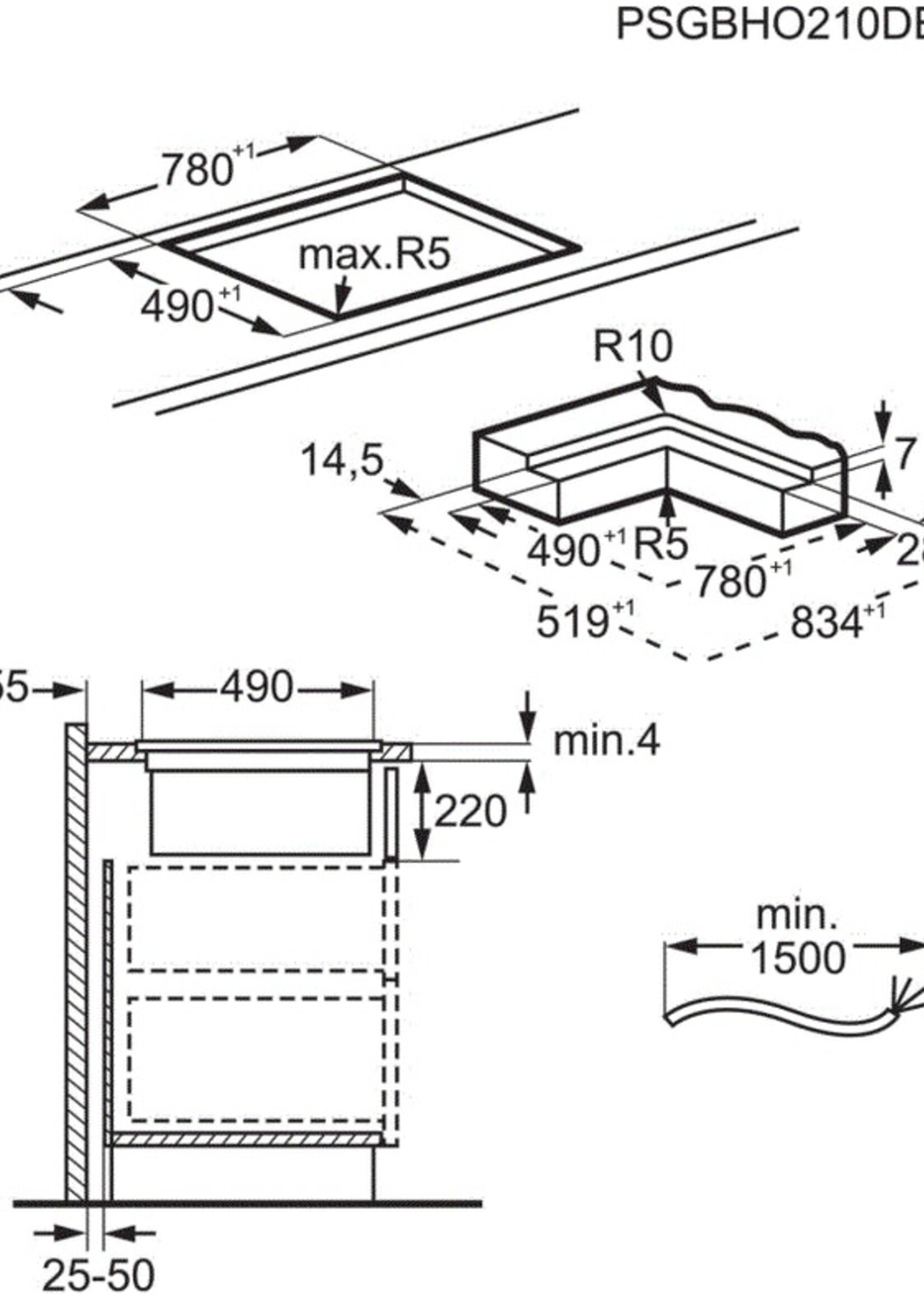 AEG CCE8475SCB Inductiekookplaat met afzuiging - 80 cm