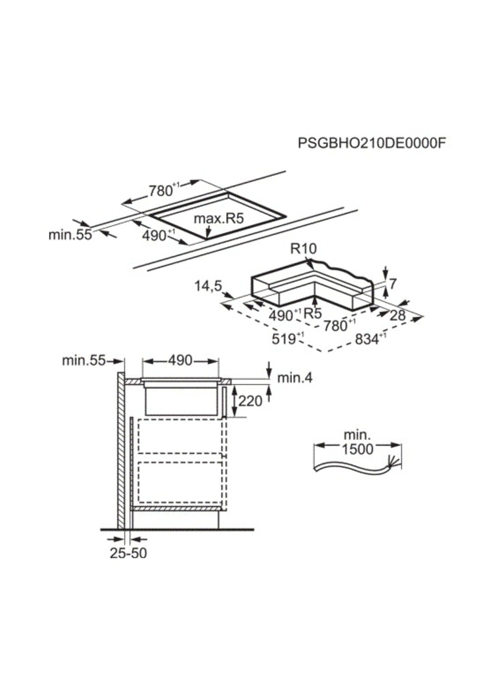 AEG CDE8475SCB Inductiekookplaat met afzuiging - 80 cm