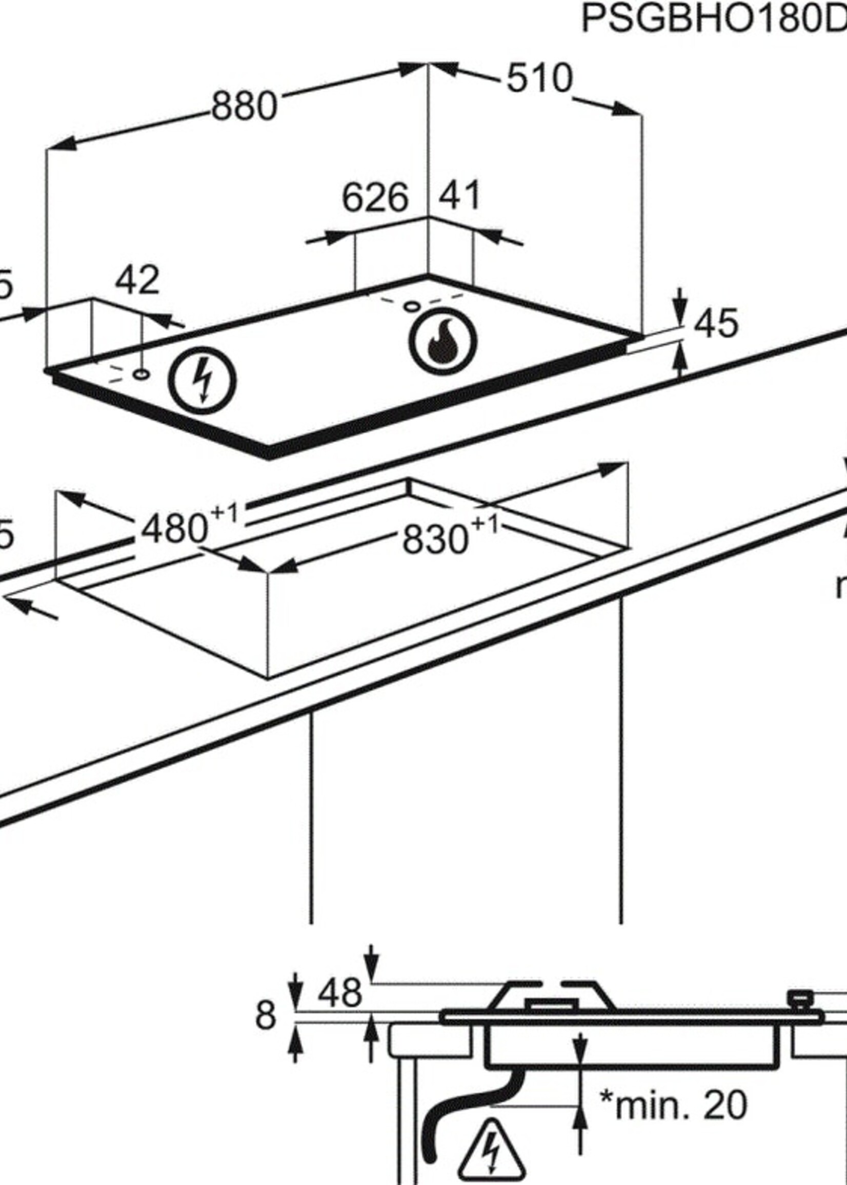 AEG HKB95820NB Gas op glas kookplaat - 90cm