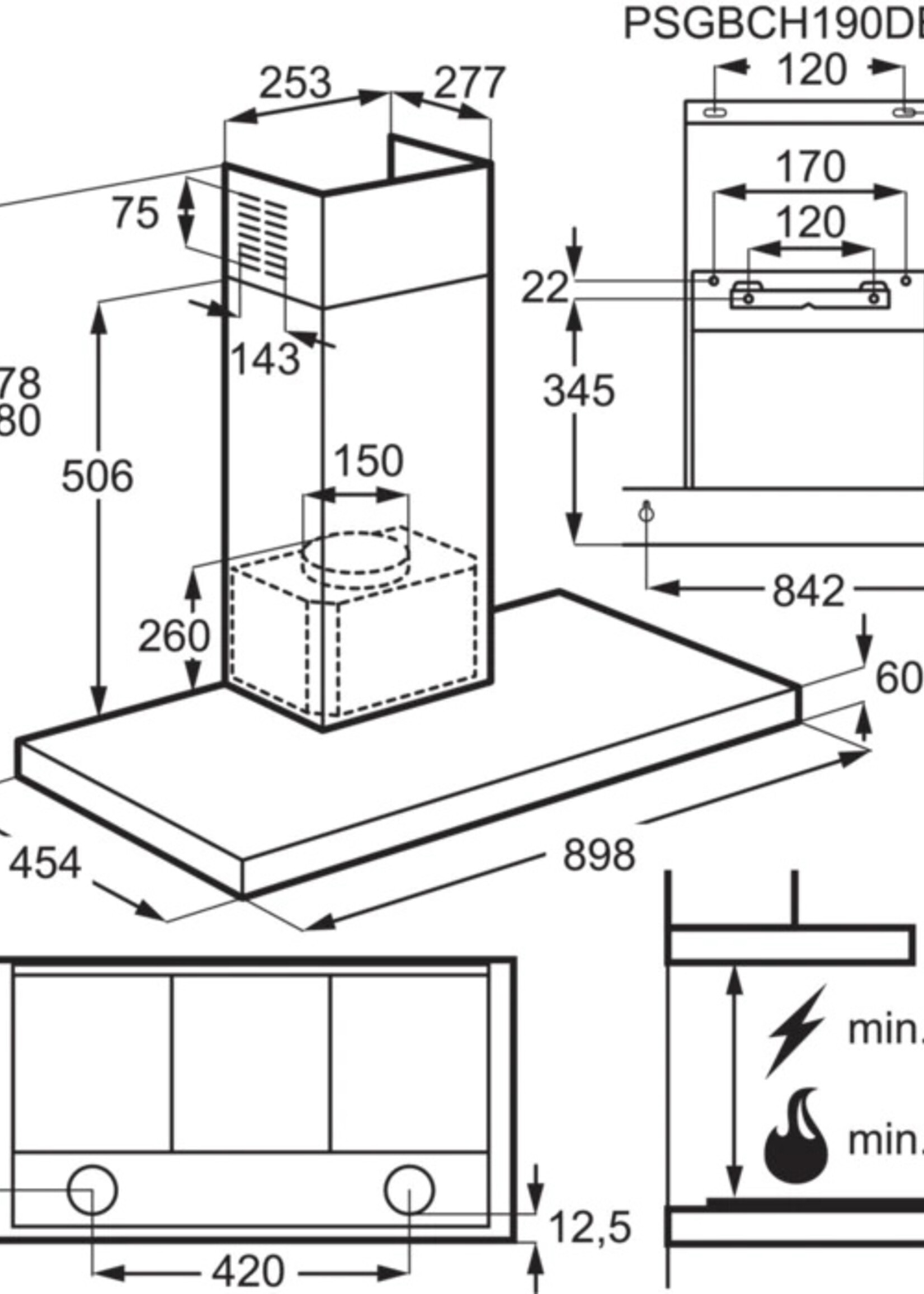 AEG DBE5981HR Wandschouwkap - 90 cm