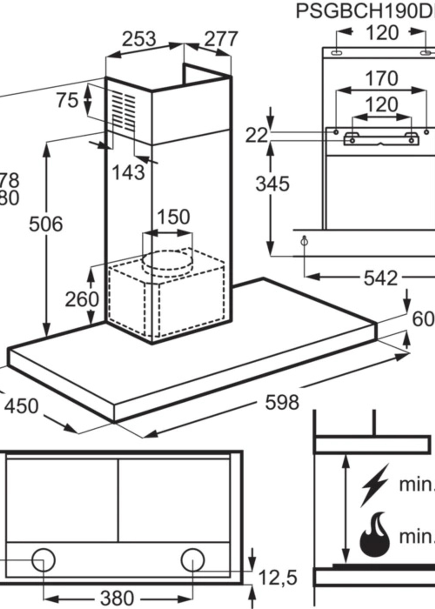 AEG DBE5670R Wandschouwkap - 60 cm