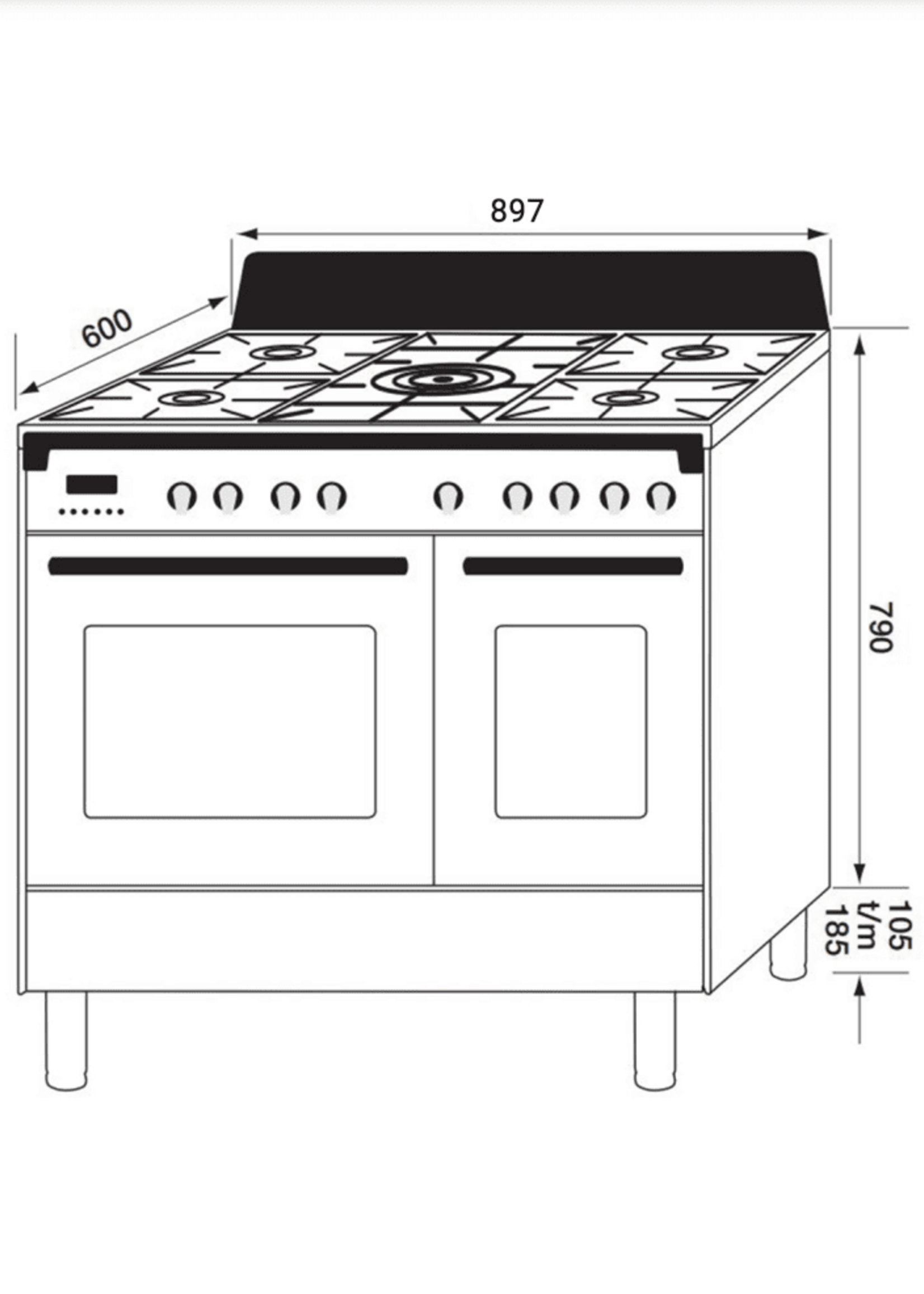 Boretti CFBG902AN/2 Toscana Gasfornuis - 90 cm
