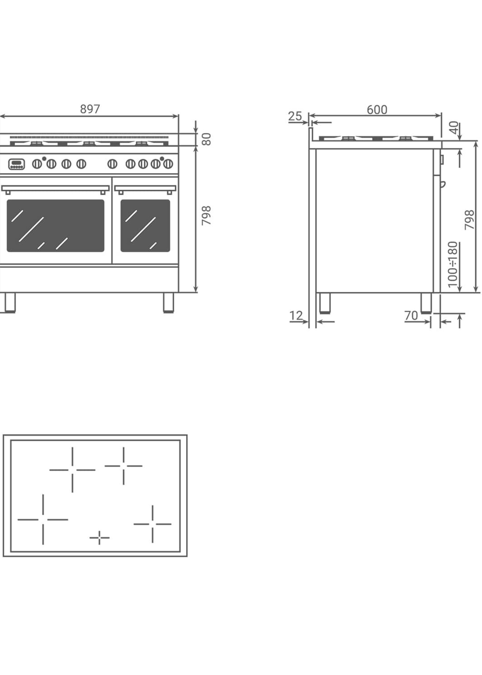 Boretti CFBI902AN2 Inductie Fornuis - 90 cm