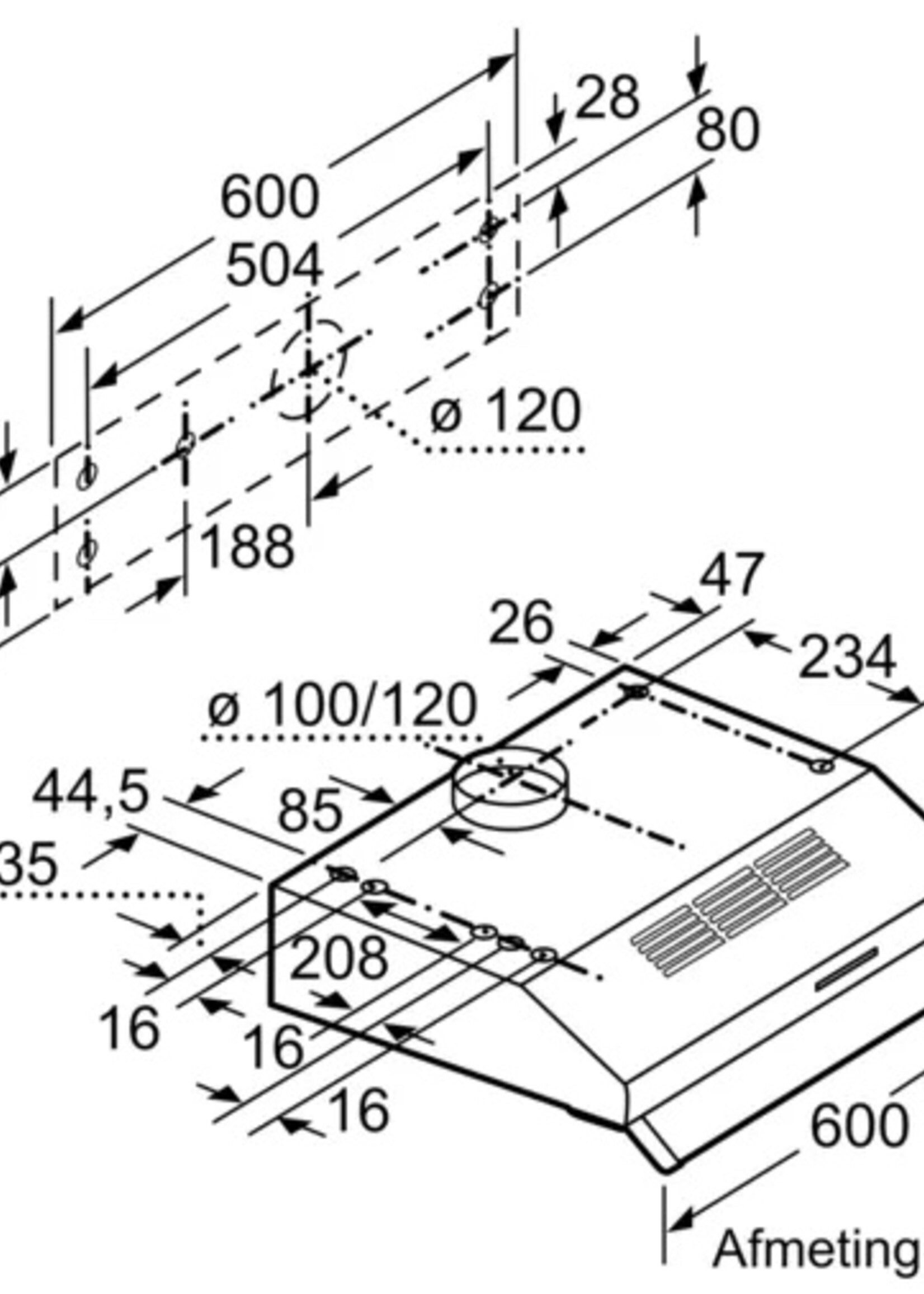 Bosch DUL62FA21 Onderbouw Afzuigkap - 60 cm