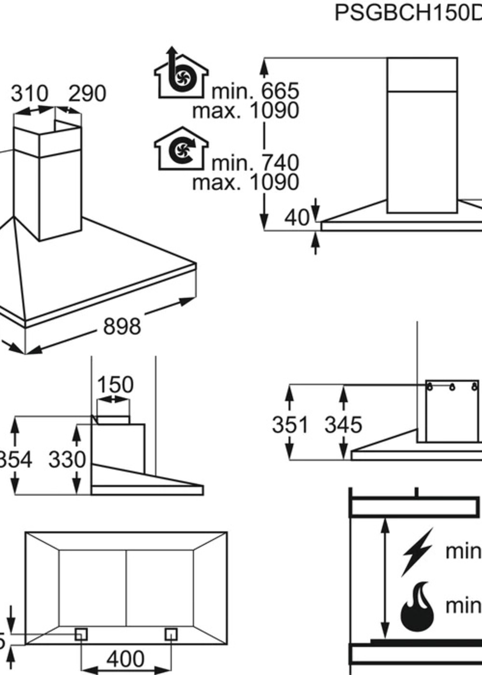 AEG DKB4950M Schouwafzuigkap - 90 cm