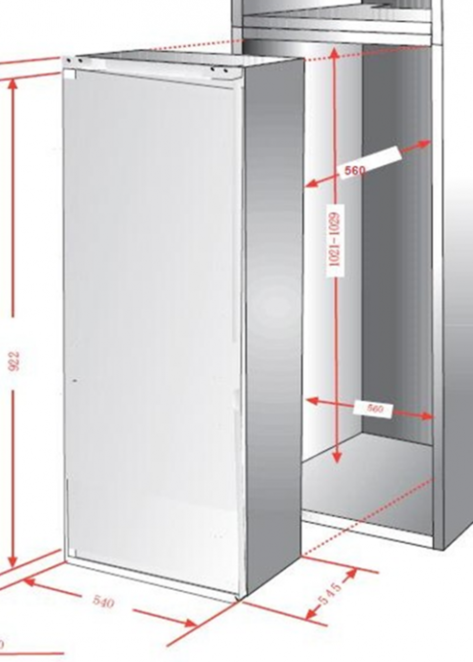 Hananto HIKV1221 Inbouw koelkast - 122 cm