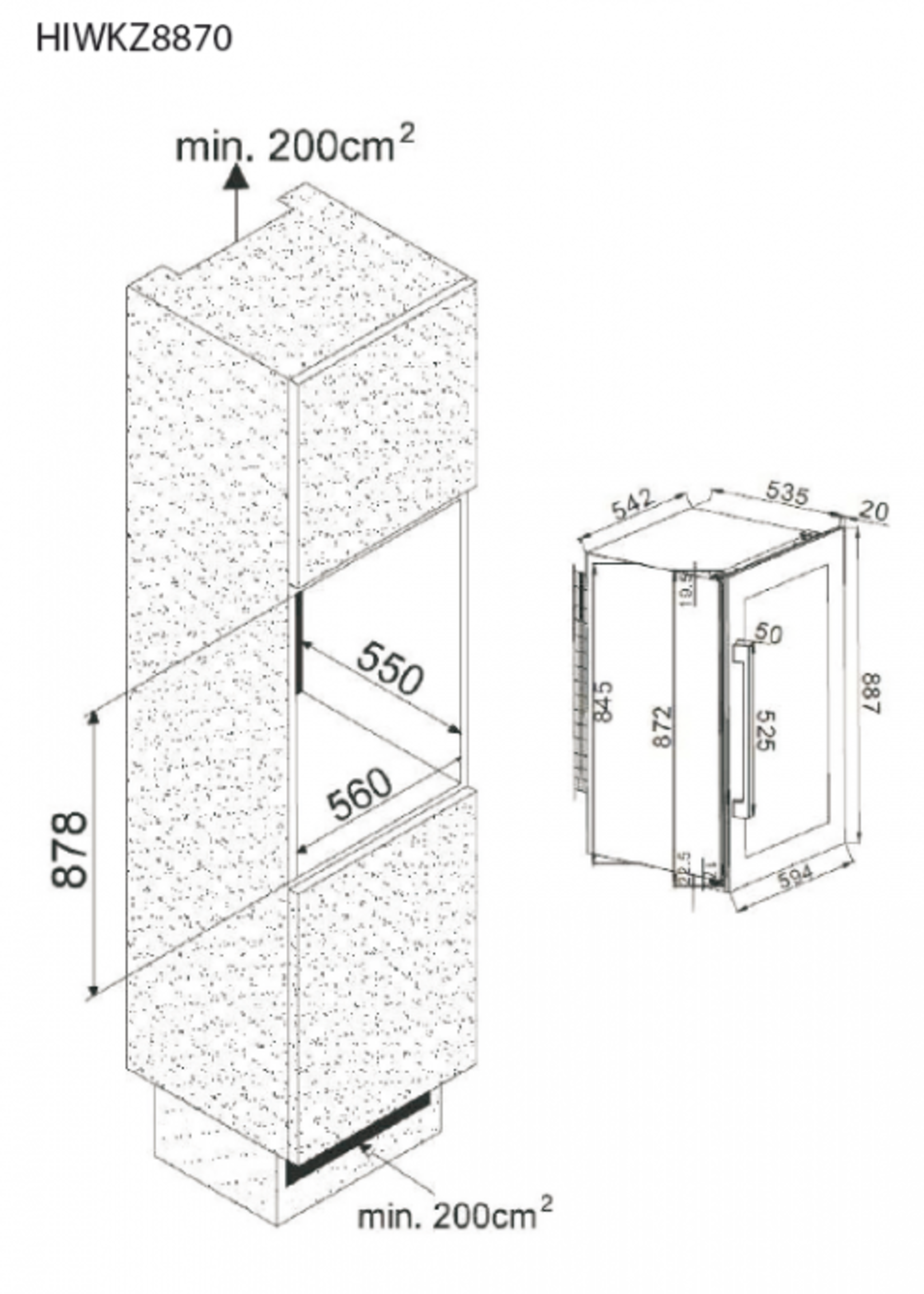 Hananto HIWKZ8870 Inbouw wijnkoelkast - 60 cm