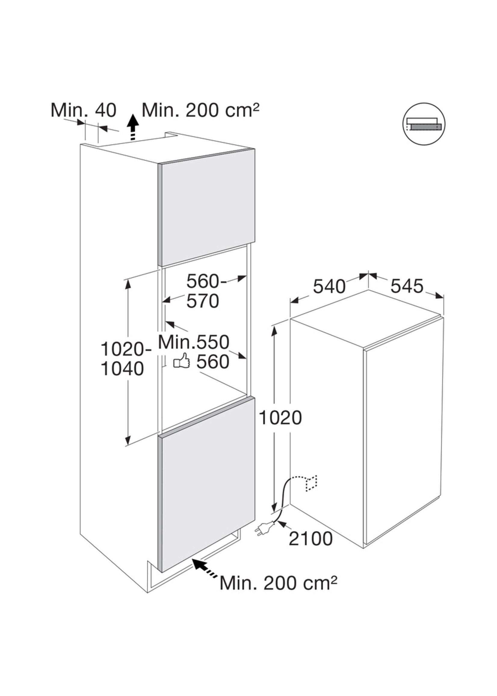 Pelgrim PKS2102 Inbouw koelkast - 102 cm