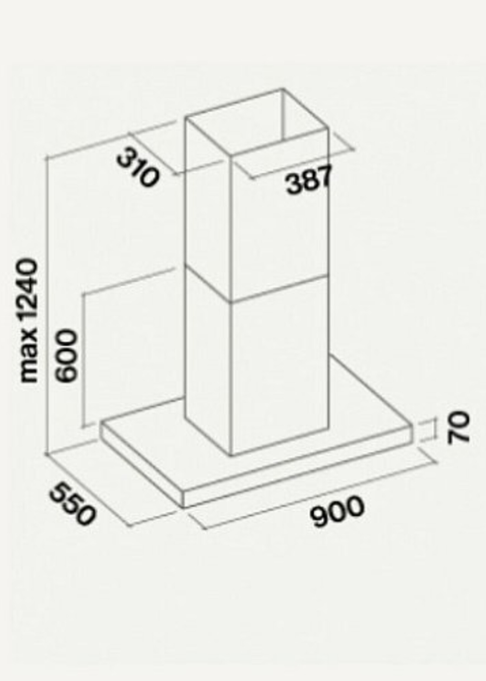 Falmec PLANE90E3BL Eiland afzuigkap - 90 cm
