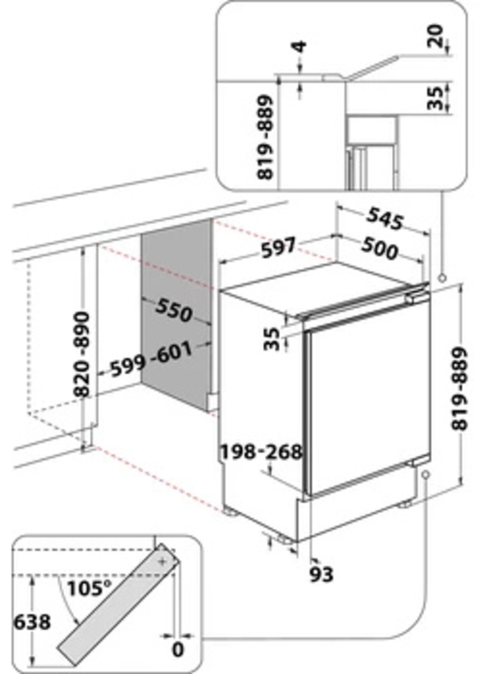 Whirlpool AFB8281 Inbouw vriezer - 60 cm