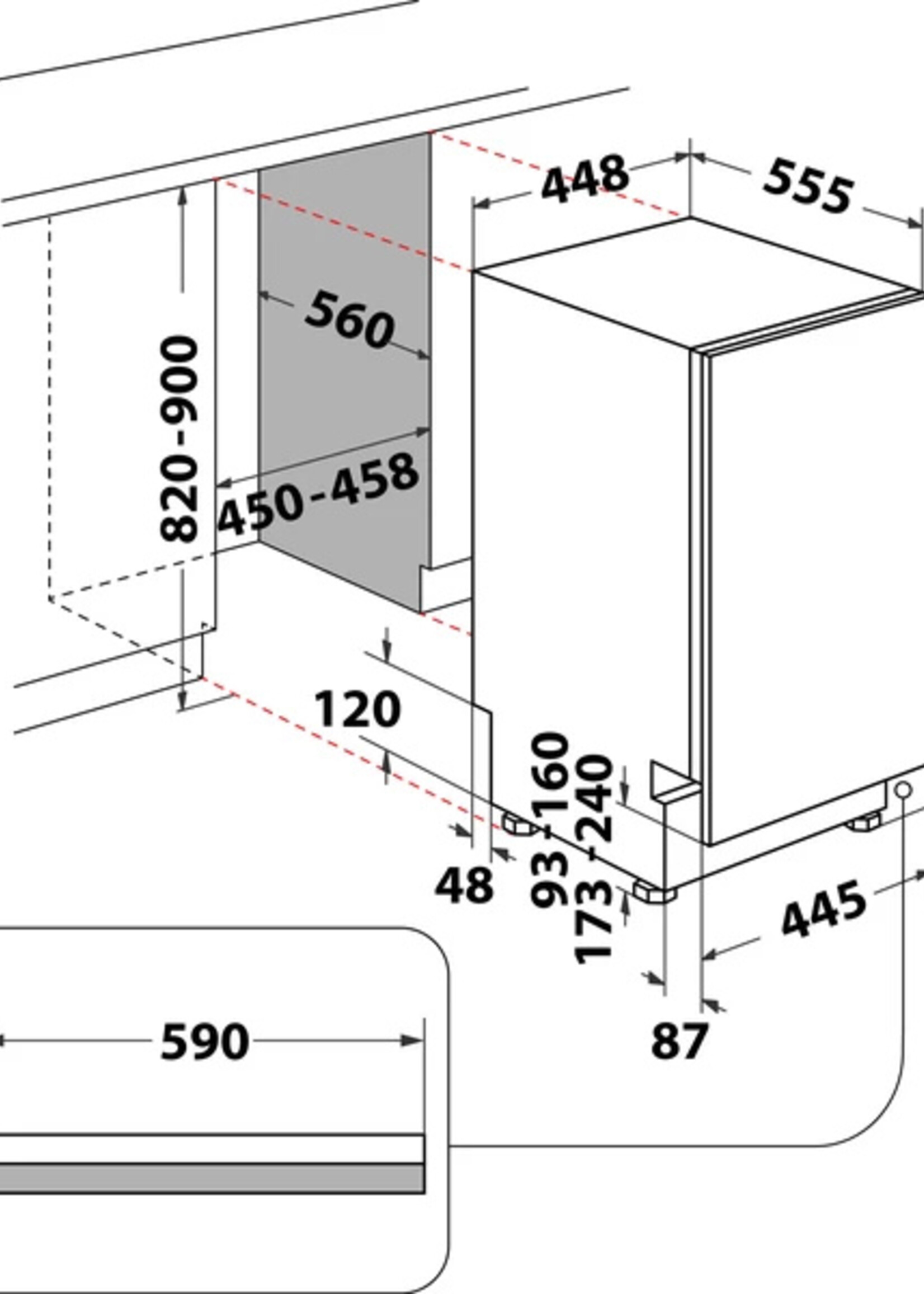 Whirlpool DSIC 3M19 Geïntegreerde vaatwasser - 45 cm