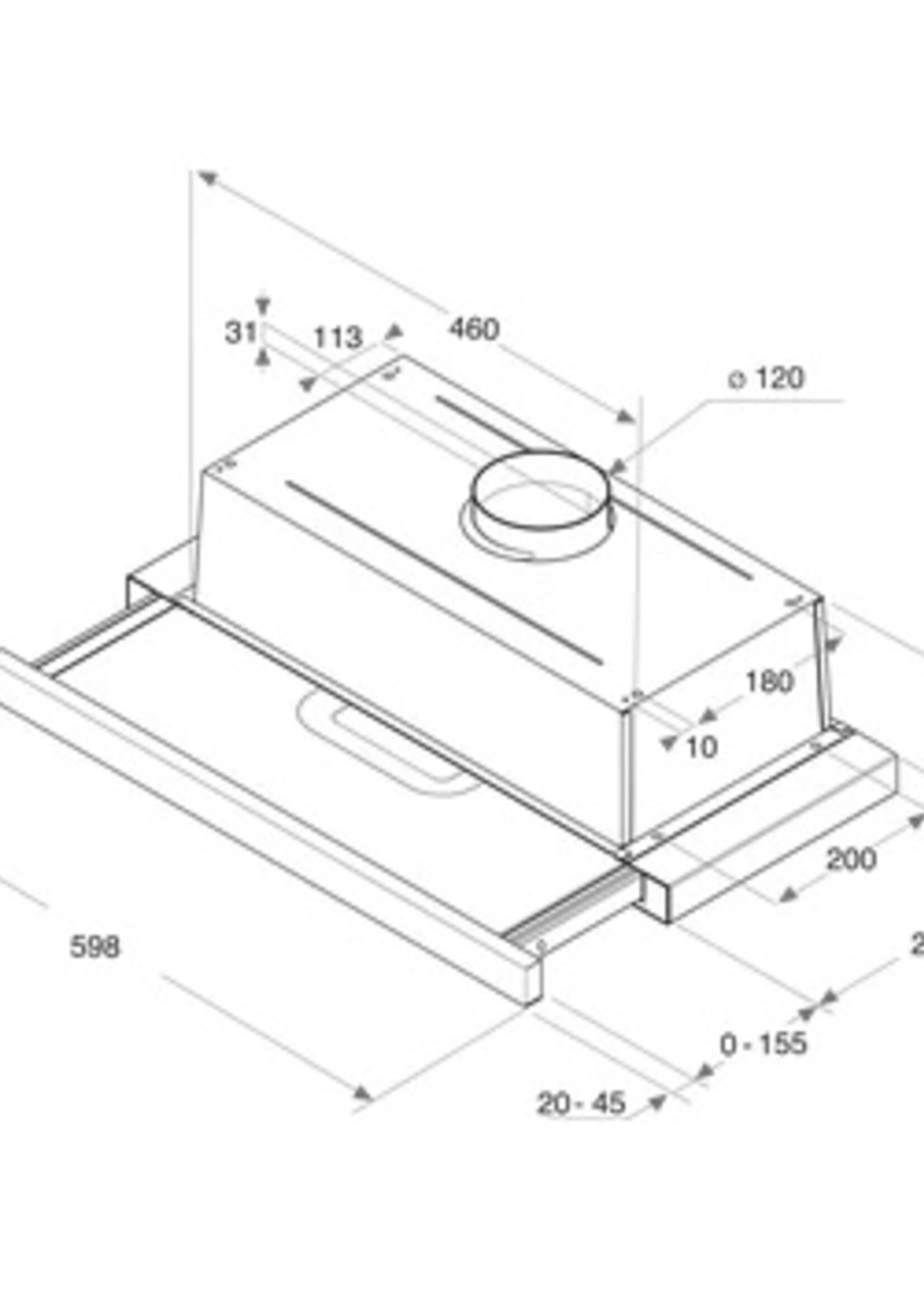 Whirlpool AKR7491IX Inbouw afzuigkap - 60 cm