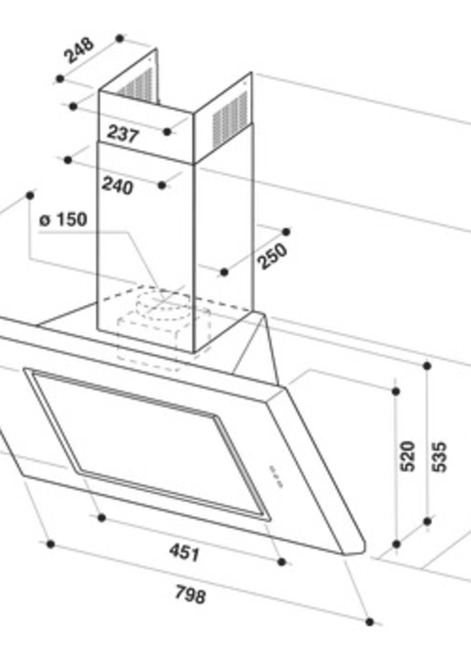 Whirlpool AKR8081IX Wandschouw afzuigkap - 80 cm