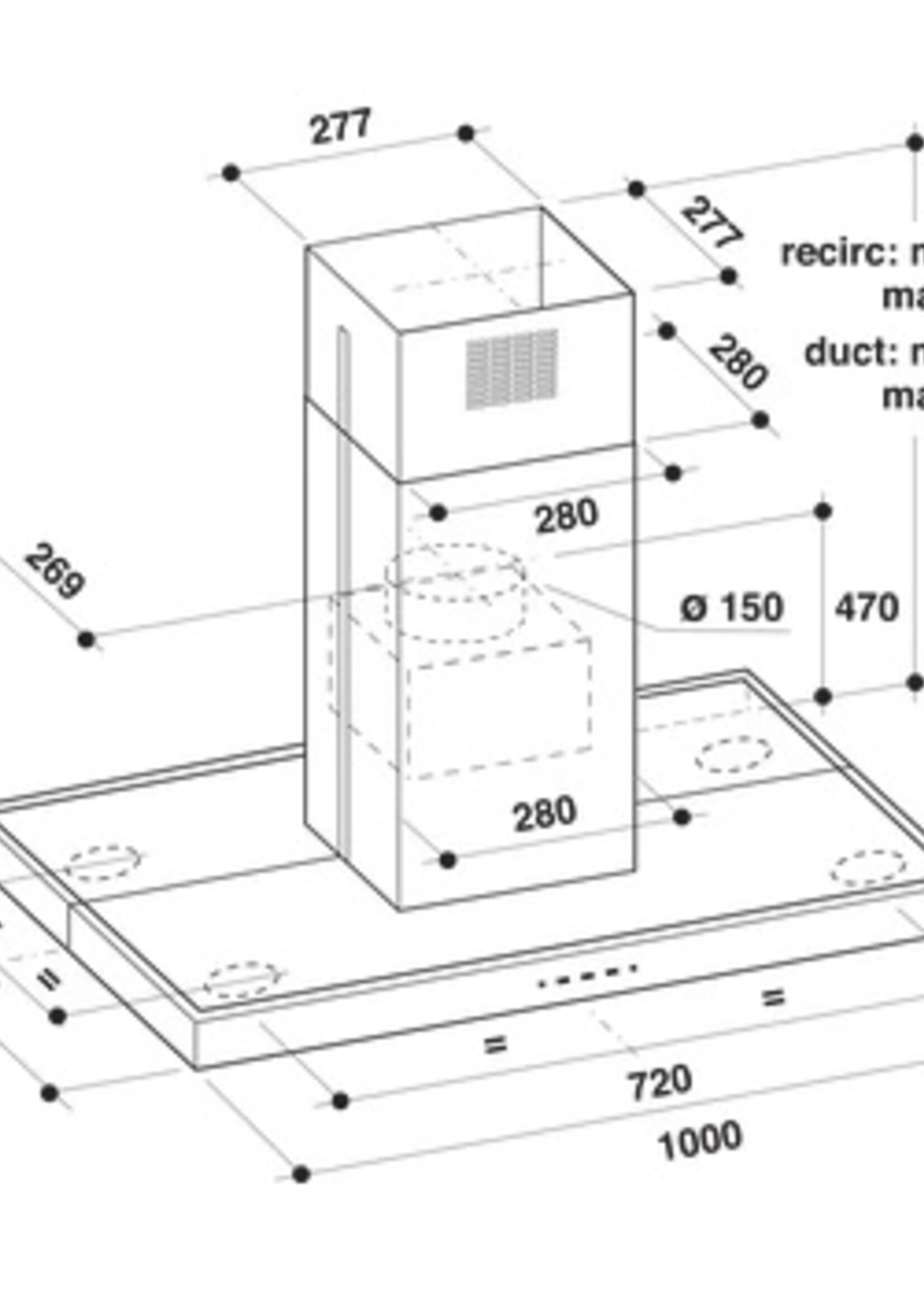 Whirlpool AKR 504 IX Eiland afzuigkap - 100 cm
