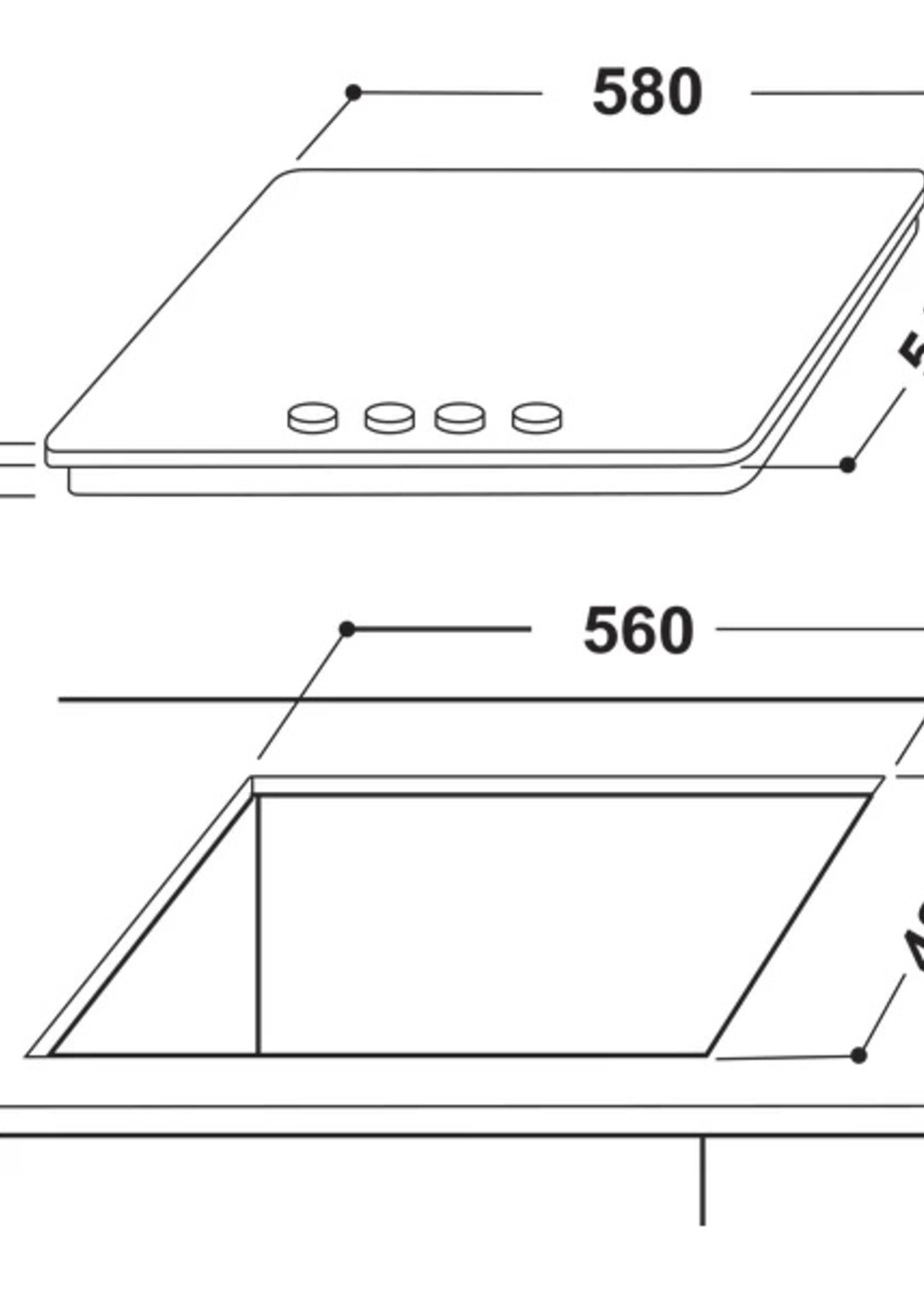 Indesit THP 641 W/IX/I NL gaskookplaat - 60 cm