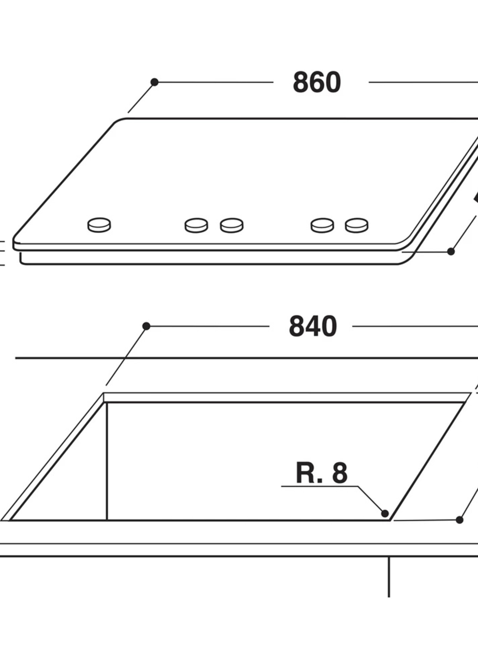 Whirlpool GMA 9522/IX Gaskookplaat - 86 cm
