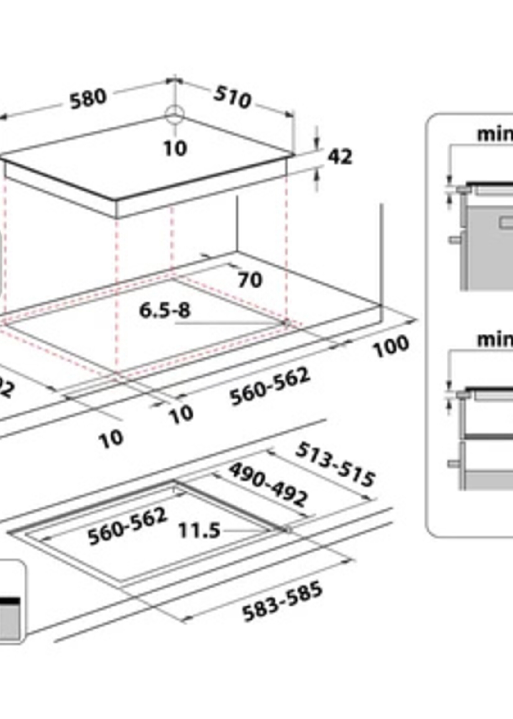 Whirlpool AKT 8090/NE Keramische kookplaat - 58 cm