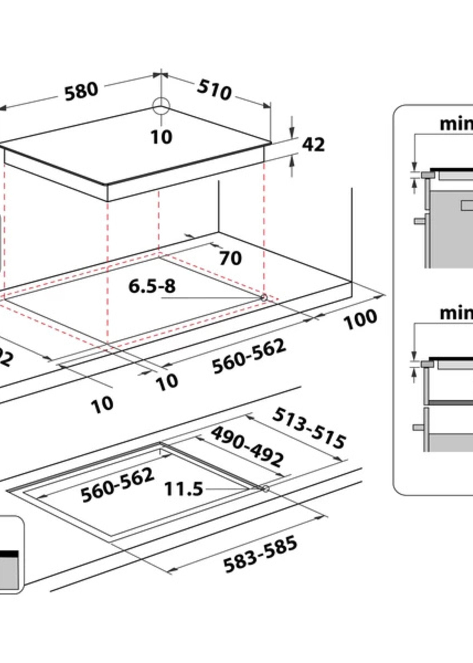 Indesit RI 161 C Keramische kookplaat - 58 cm